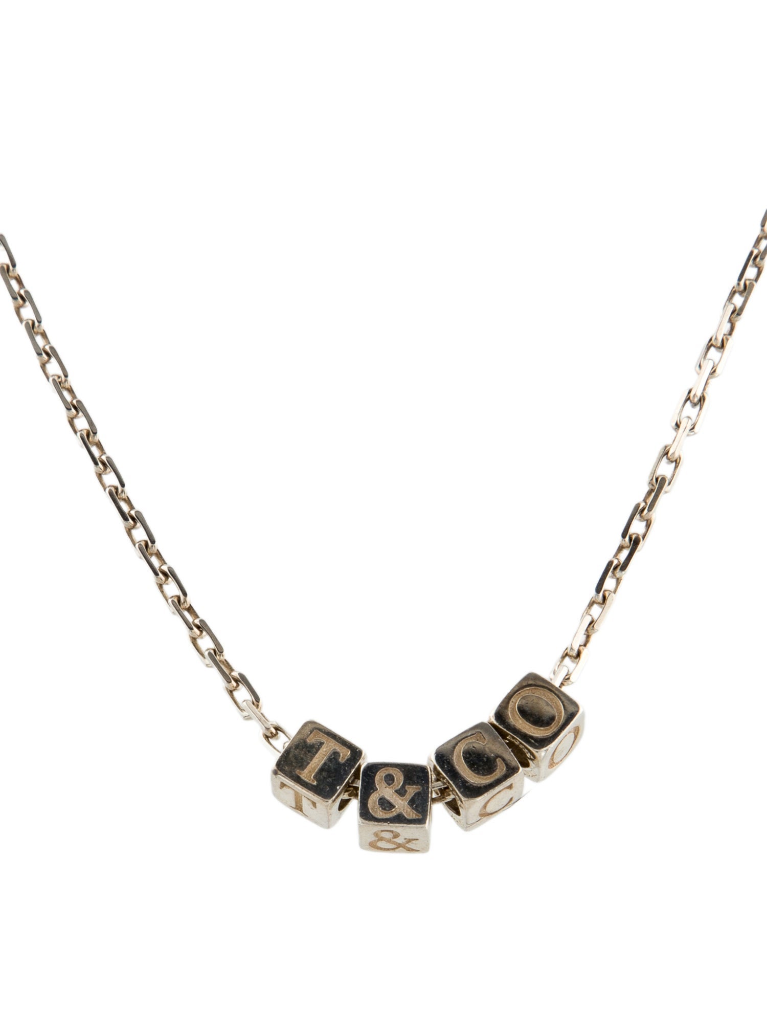 Tiffany & Co. Logo Block Pendant Necklace