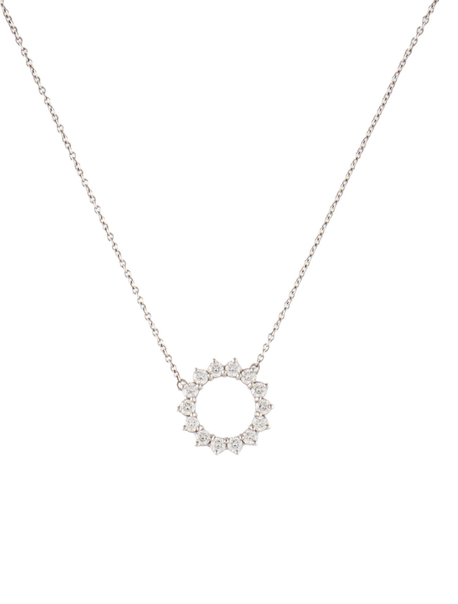 Tiffany & Co. Platinum Diamond Open Circle Pendant Necklace