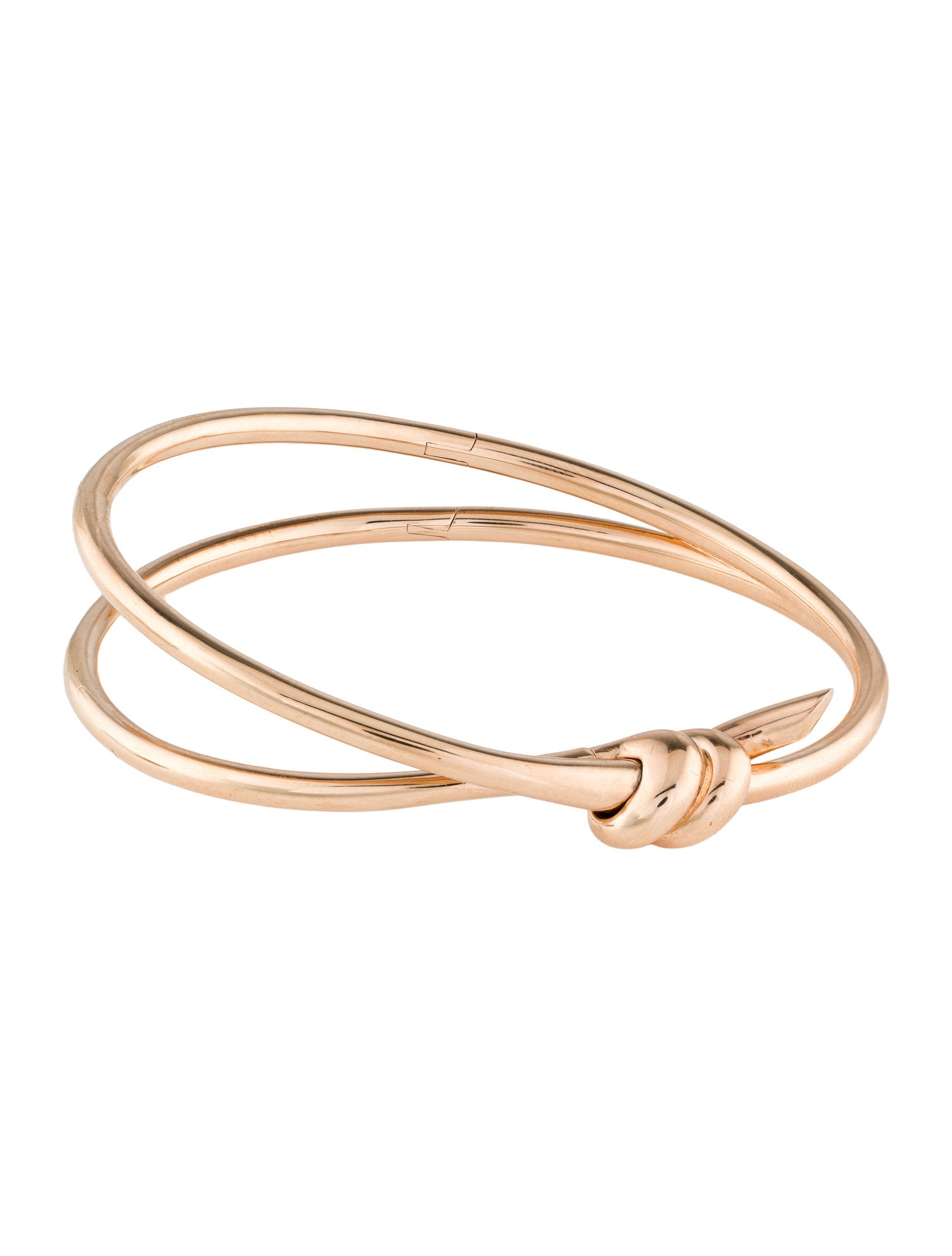 Tiffany & Co. 18K Knot Double Row Hinged Bangle Bracelet