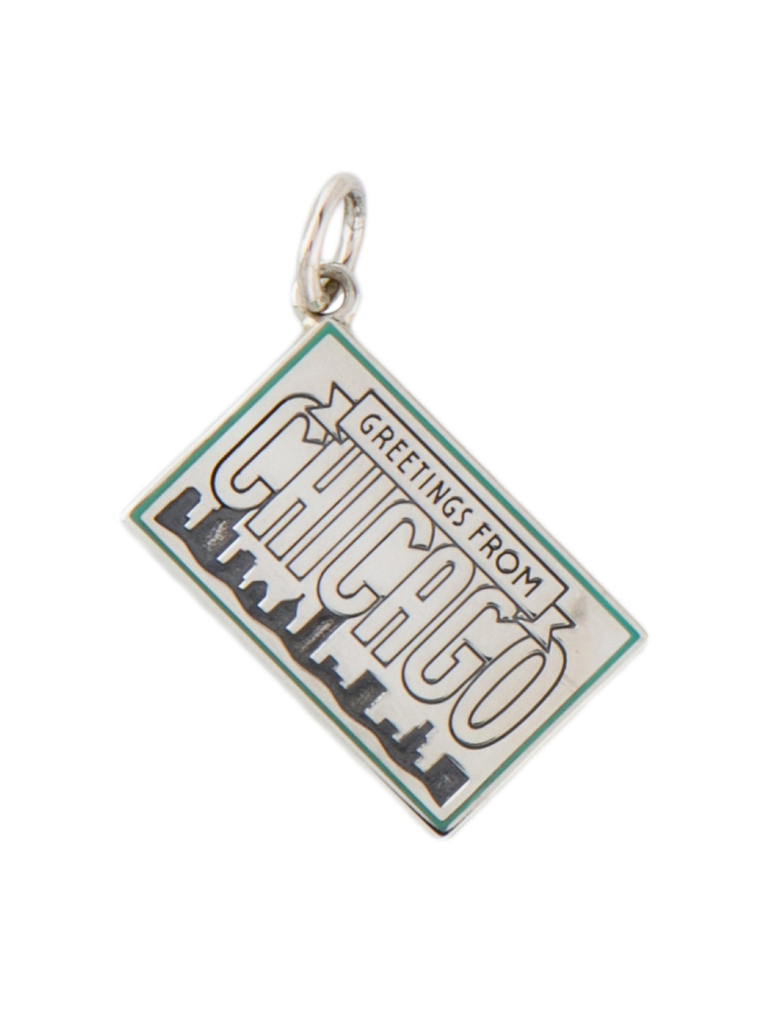Tiffany & Co. Enamel 'Greetings from Chicago' Postcard Charm