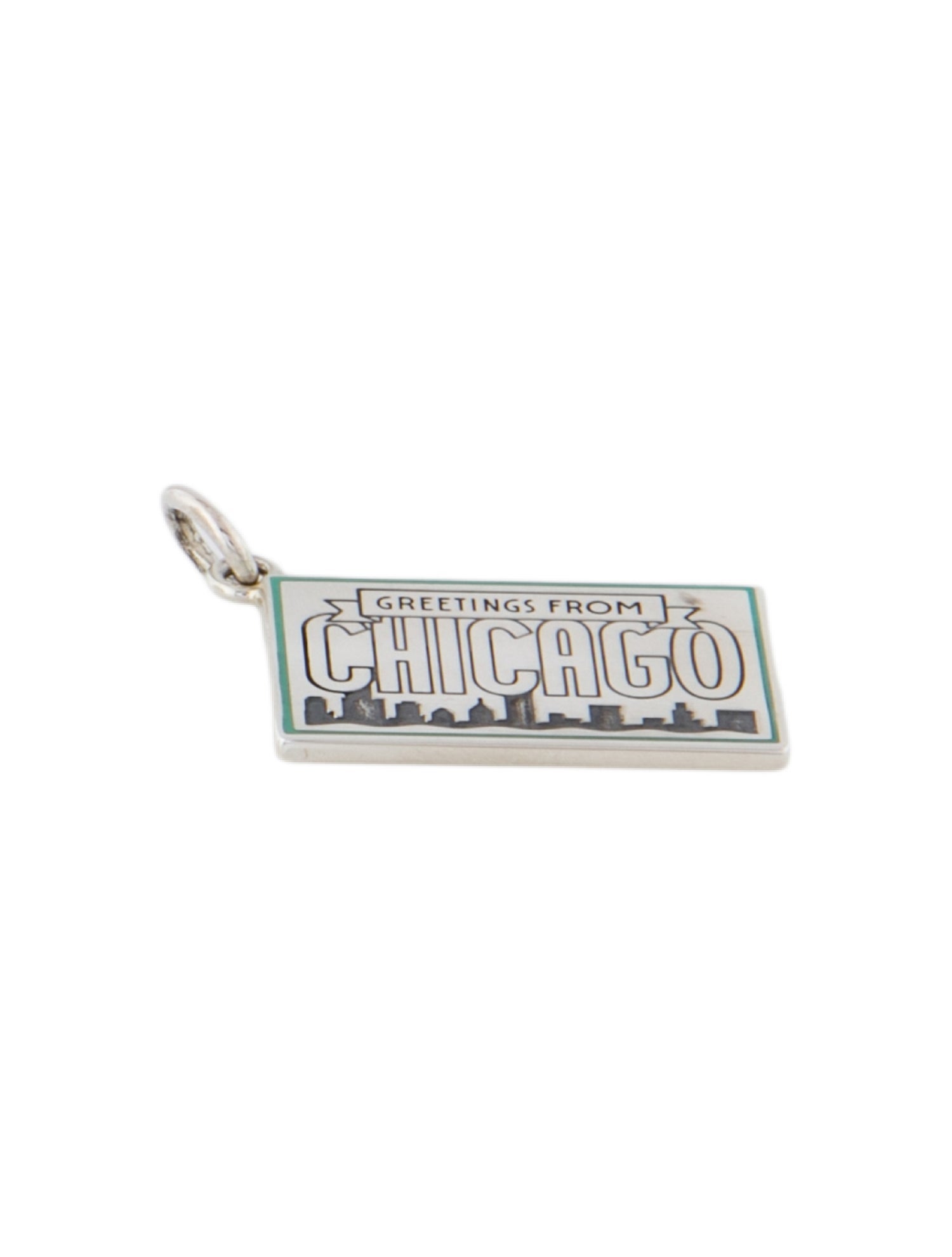 Tiffany & Co. Enamel 'Greetings from Chicago' Postcard Charm