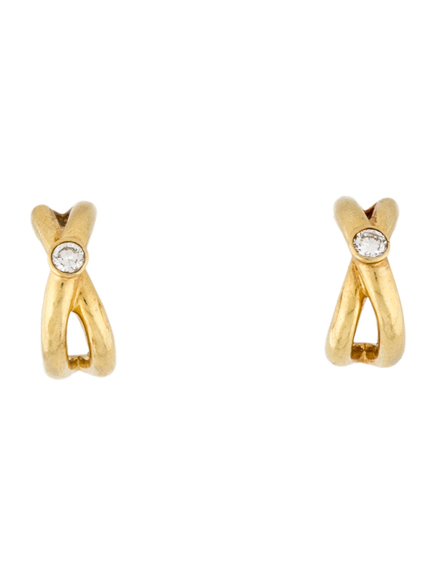 Tiffany & Co. Vintage 18K Diamond Crossover Clip-On Earrings