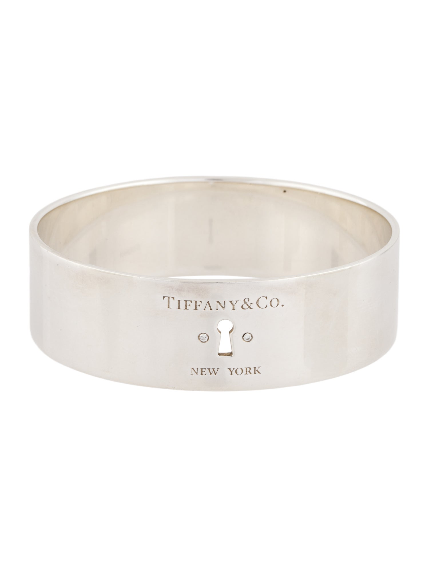 Tiffany & Co. Diamond Keyhole Wide Bangle Bracelet