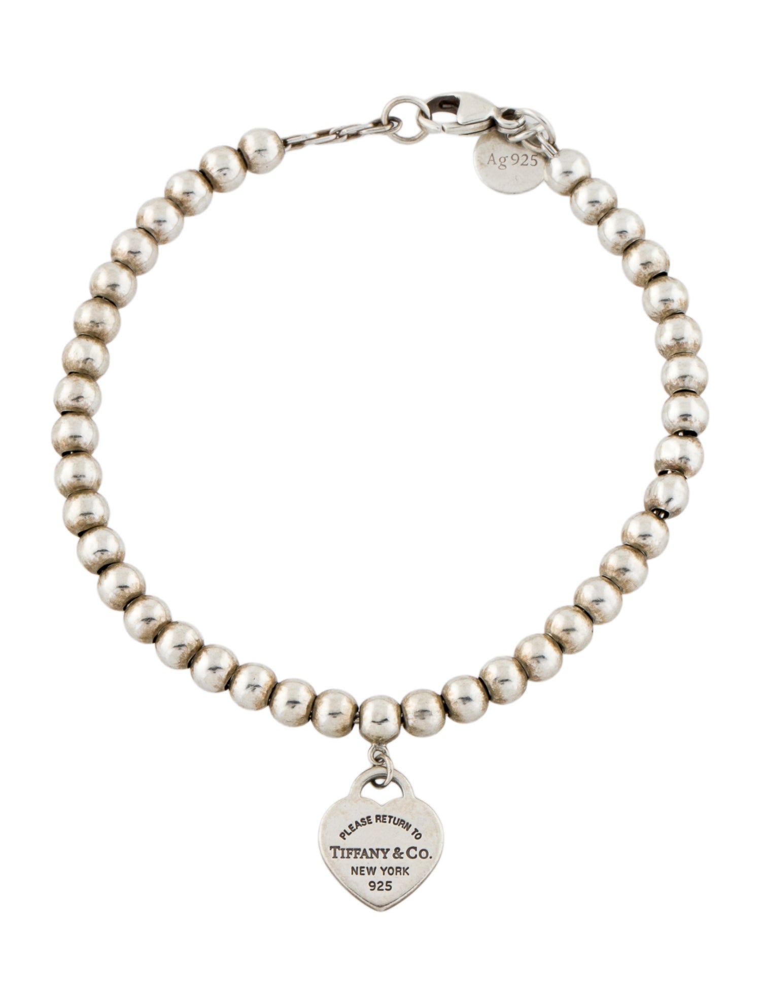 Tiffany & Co. Enamel Heart Tag Bead Bracelet