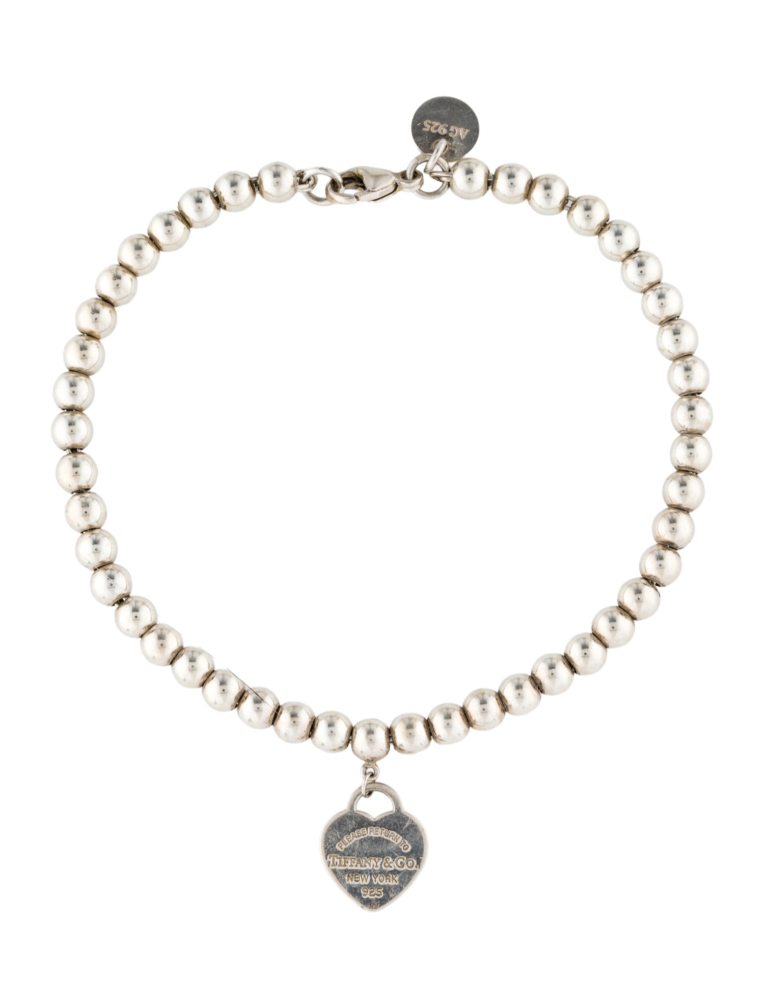 Tiffany & Co. Enamel Heart Tag Bead Bracelet