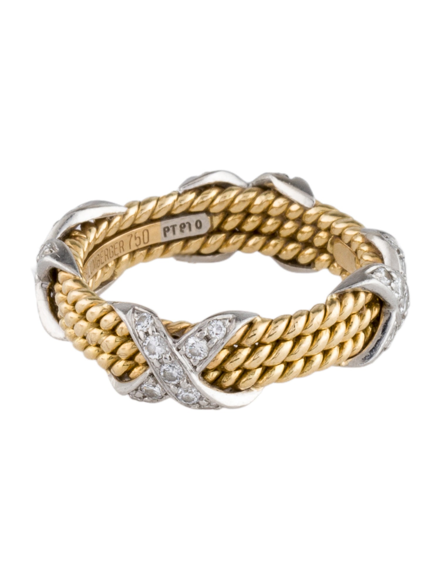 Tiffany & Co. Diamond Rope Three-row X Ring