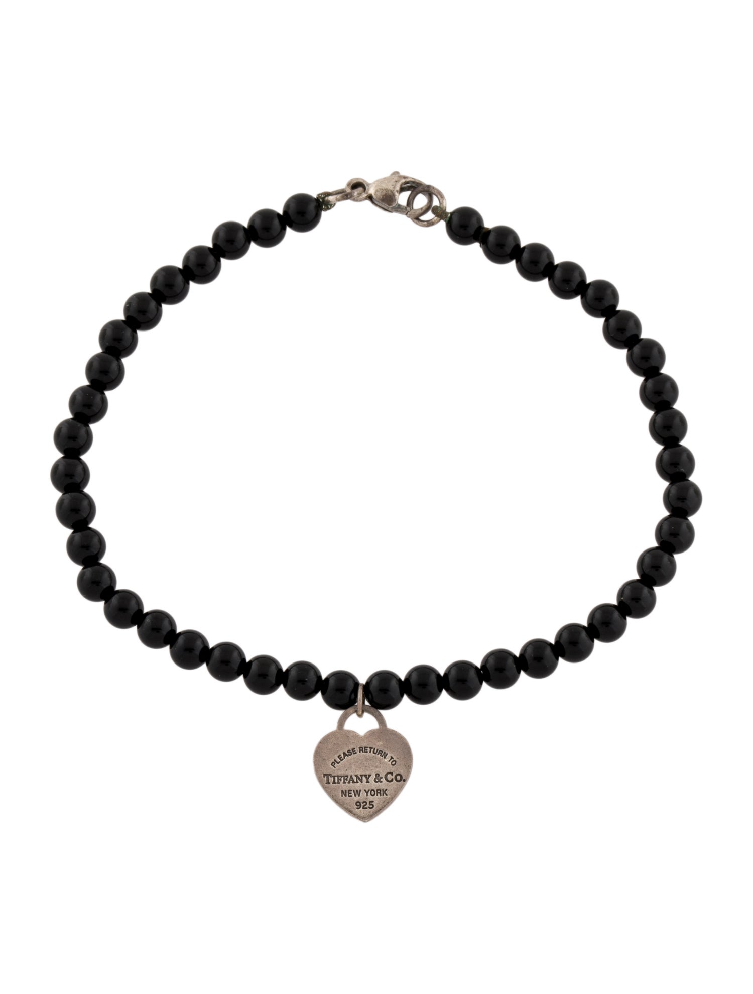 Tiffany & Co. Onyx Heart Tag Bead Bracelet