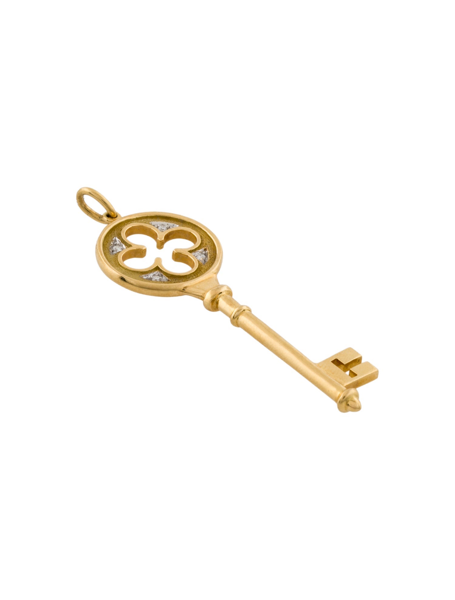Tiffany & Co. 18K Diamond Quatrefoil Key Pendant