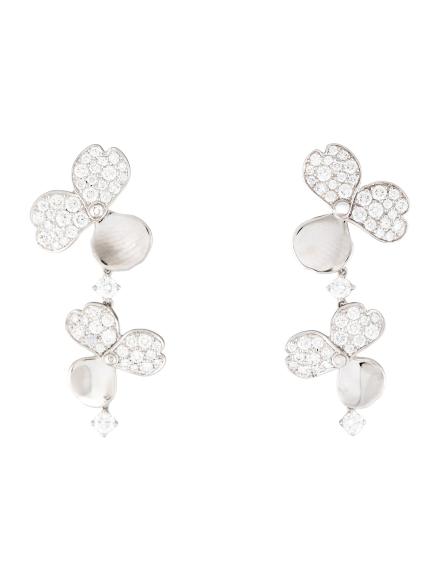 Tiffany & Co. Platinum Diamond Cluster Drop Earrings