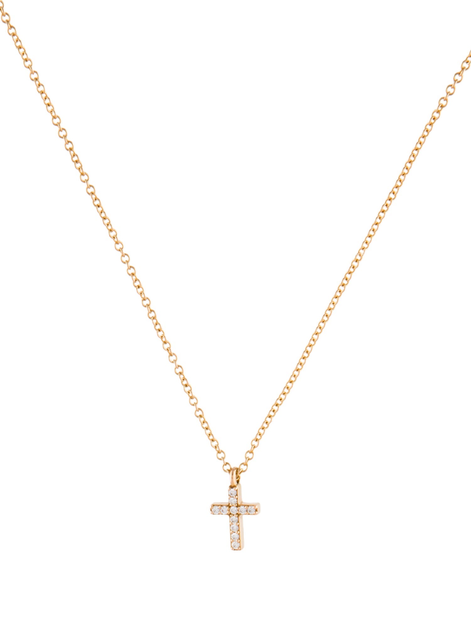 Tiffany & Co. Diamond Mini Cross Pendant Necklace