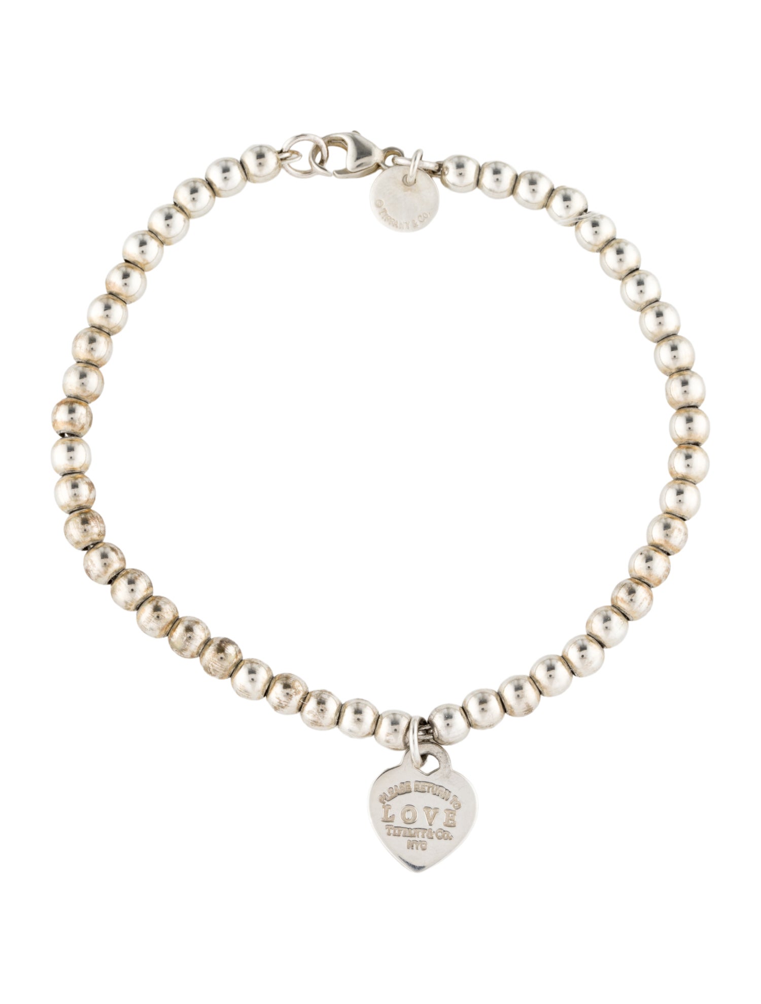 Tiffany & Co. Enamel Love Heart Tag Bead Bracelet