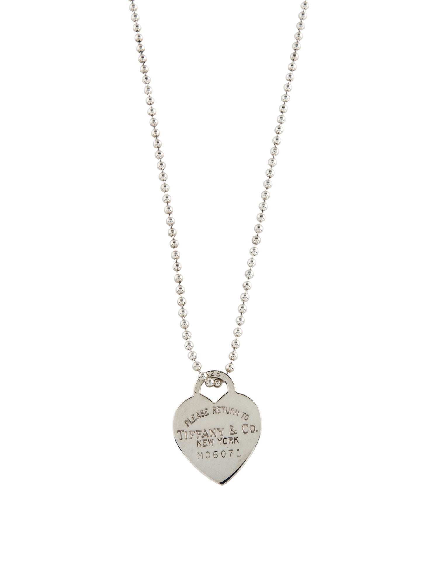 Tiffany & Co. Heart Tag Ball Chain Pendant Necklace