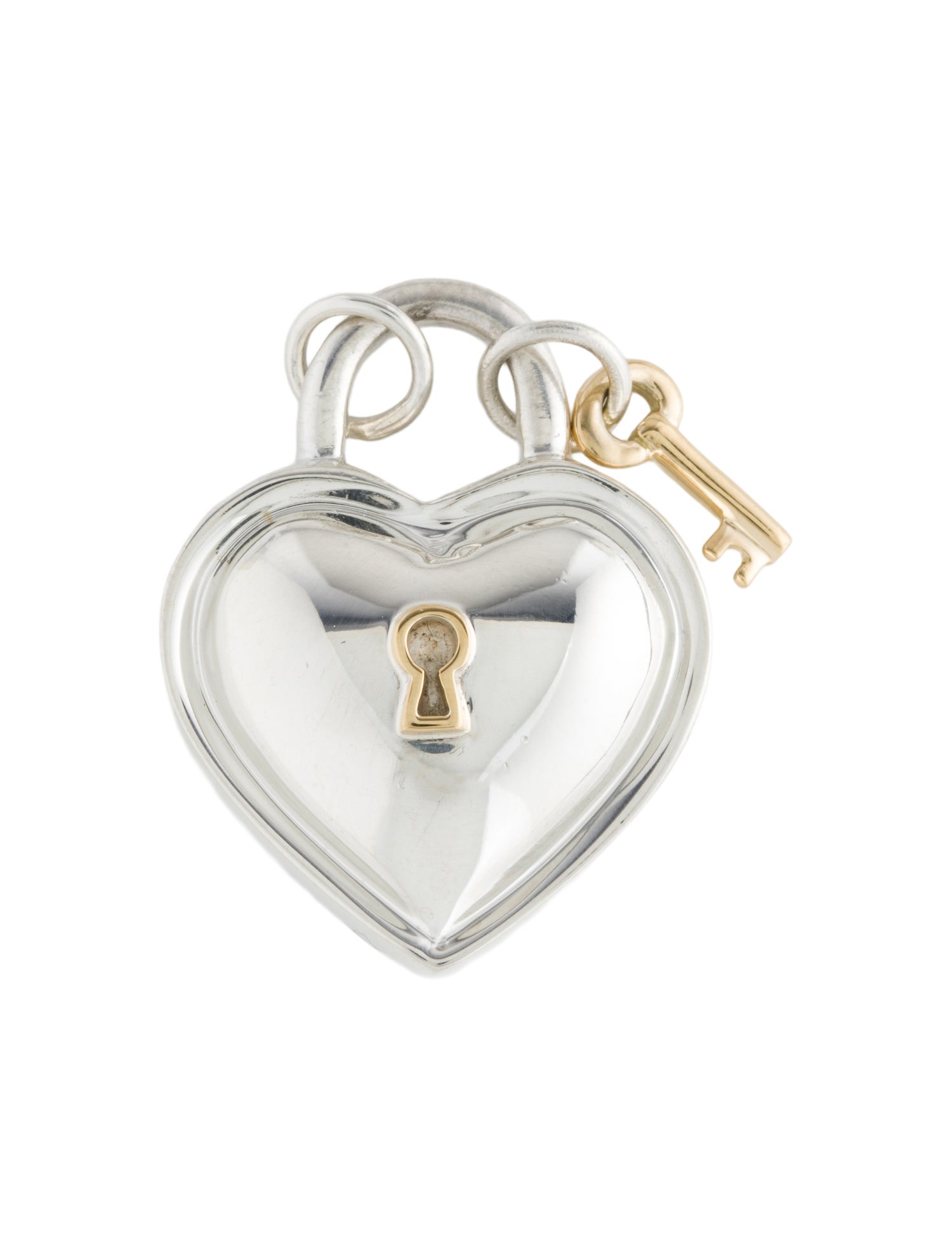 Tiffany & Co. Vintage Two-Tone Heart Lock & Key Pendant