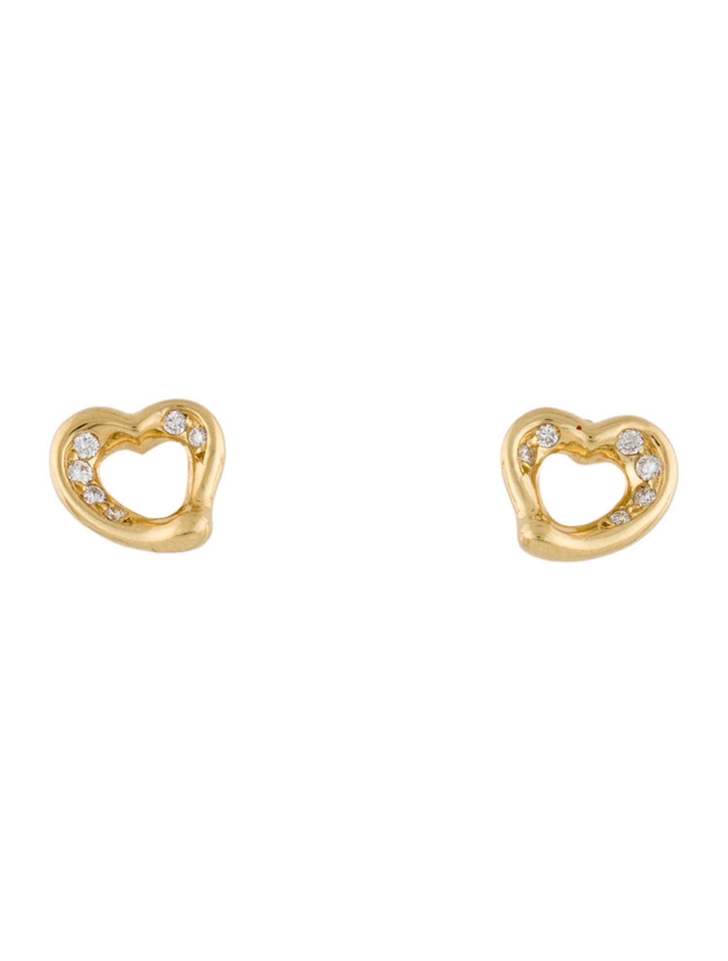 Tiffany & Co. 18K Diamond Open Heart Stud Earrings