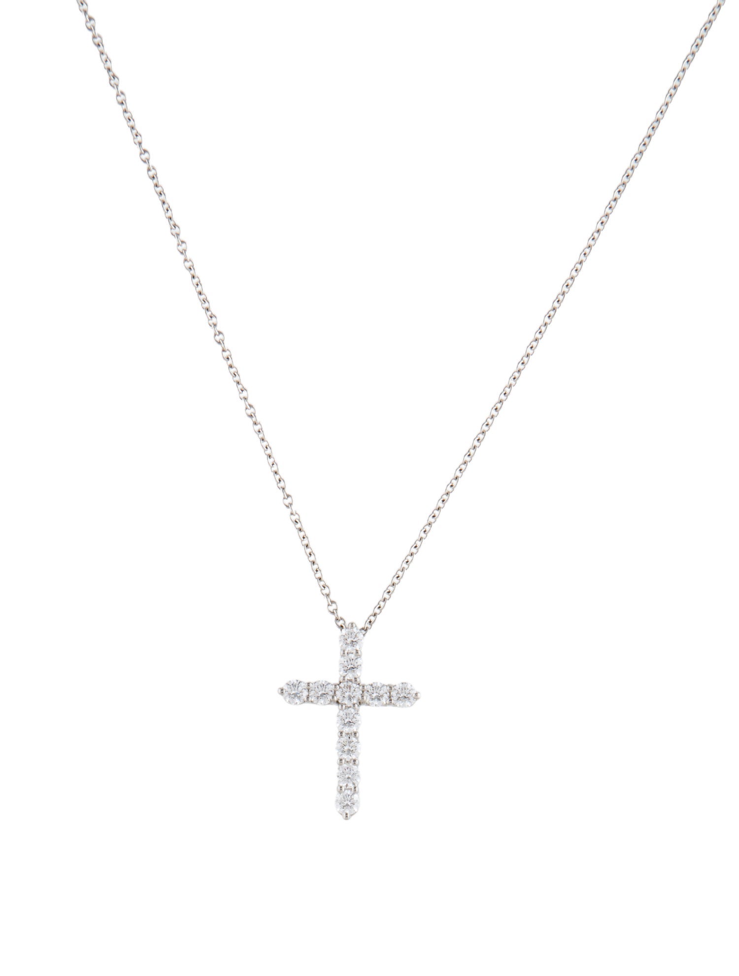 Tiffany & Co. Platinum Diamond Cross Pendant Necklace