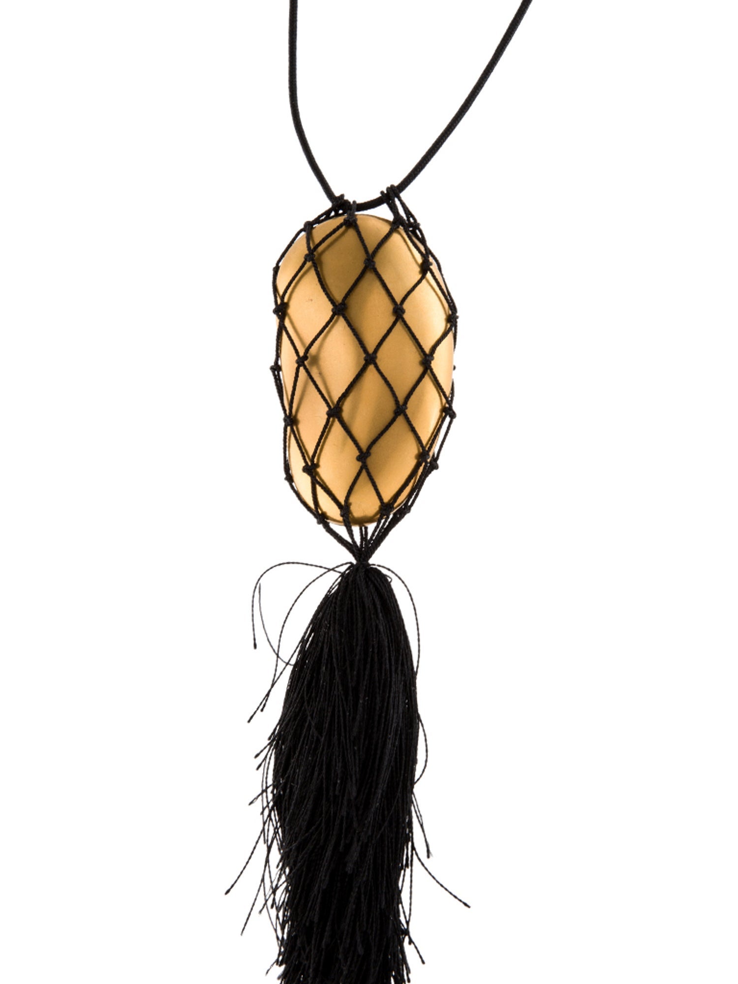 Tiffany & Co. Elsa Peretti Lacquer Bean Design Silk Cord Tassel Pendant Necklace