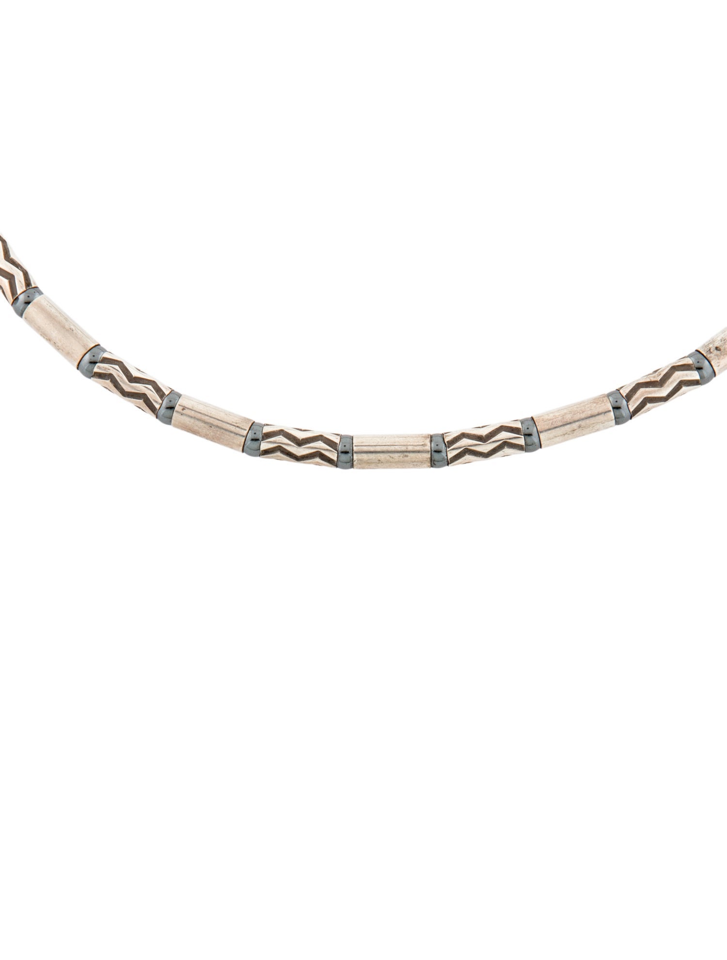 Tiffany & Co. Hematine Aztec Zigzag Necklace