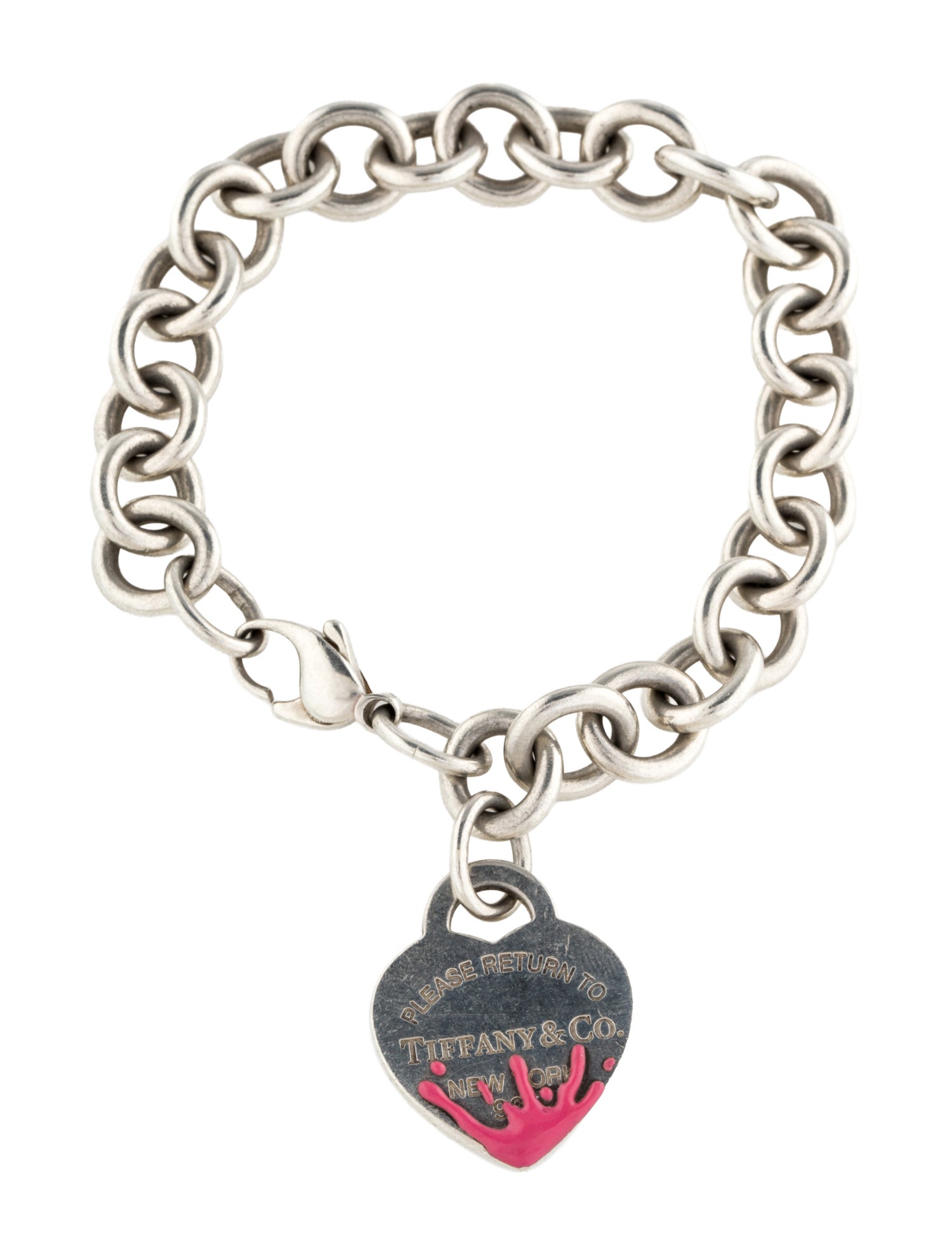 Tiffany & Co. Enamel Color Splash Heart Tag Charm Bracelet
