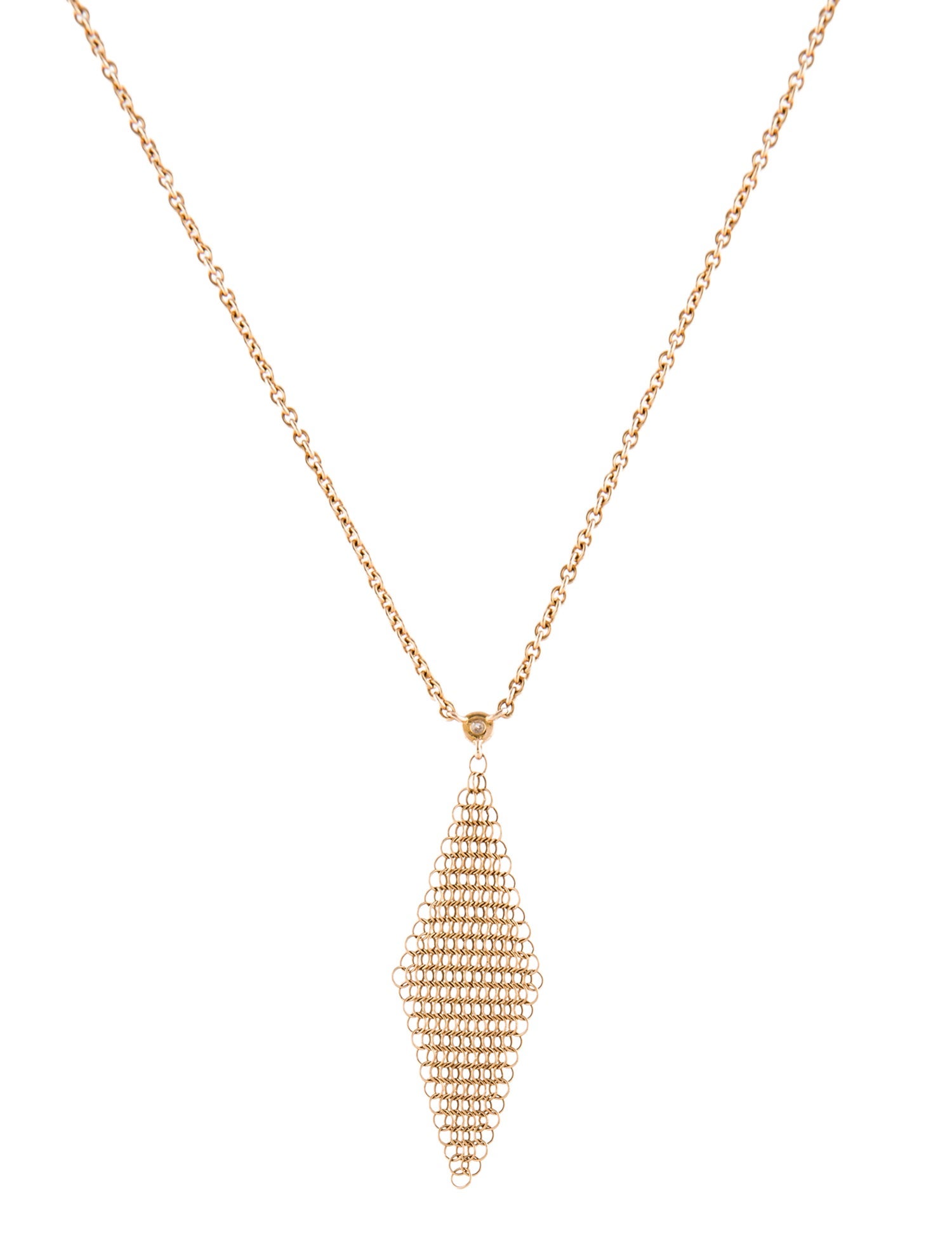 Tiffany & Co. 18K Diamond Mesh Pendant Necklace
