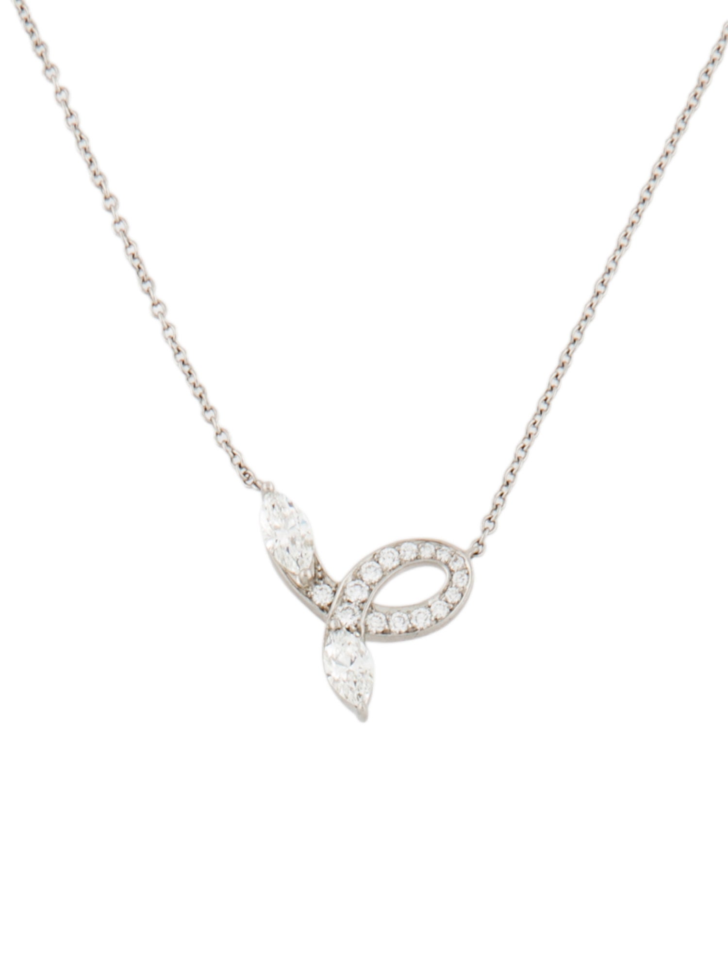 Tiffany & Co. Platinum Diamond Victoria™ Bow Pendant Necklace