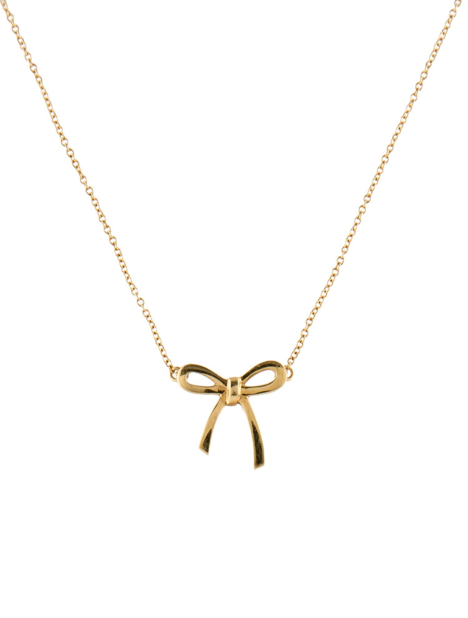 Tiffany & Co. 18K Bow Pendant Necklace
