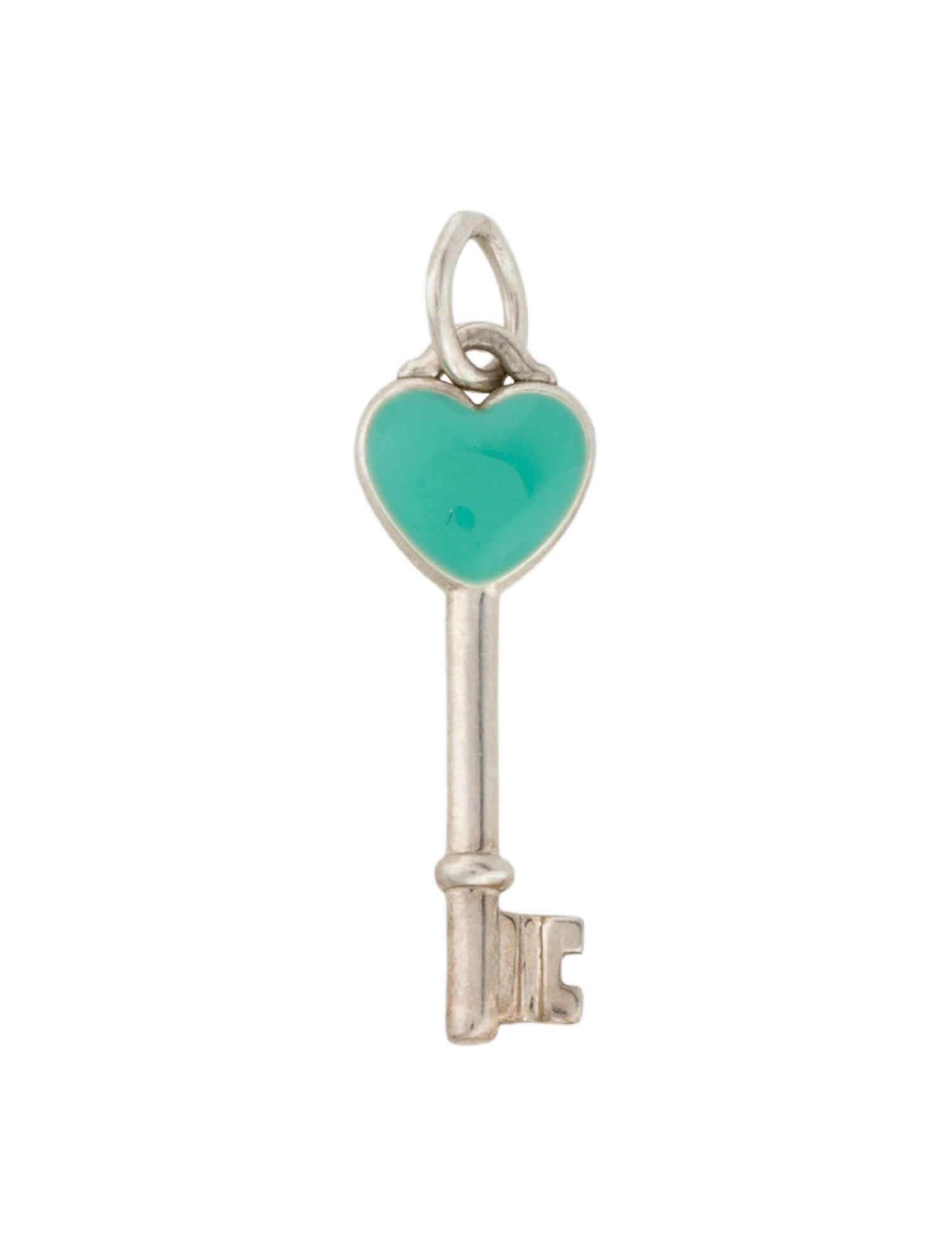 Tiffany & Co. Enamel Heart Key Charm Pendant