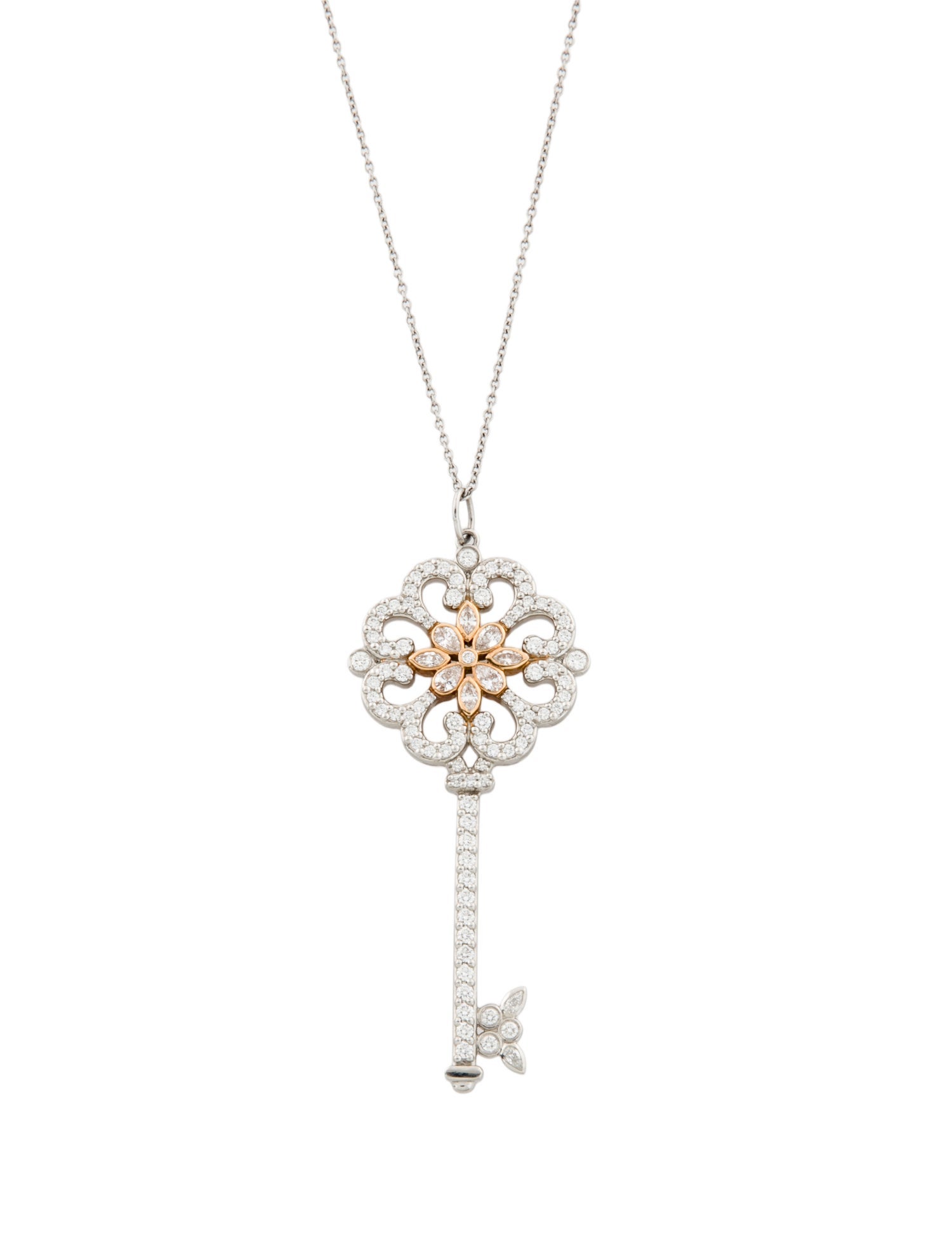 Tiffany & Co. Platinum Diamond Enchant Primrose Key Pendant