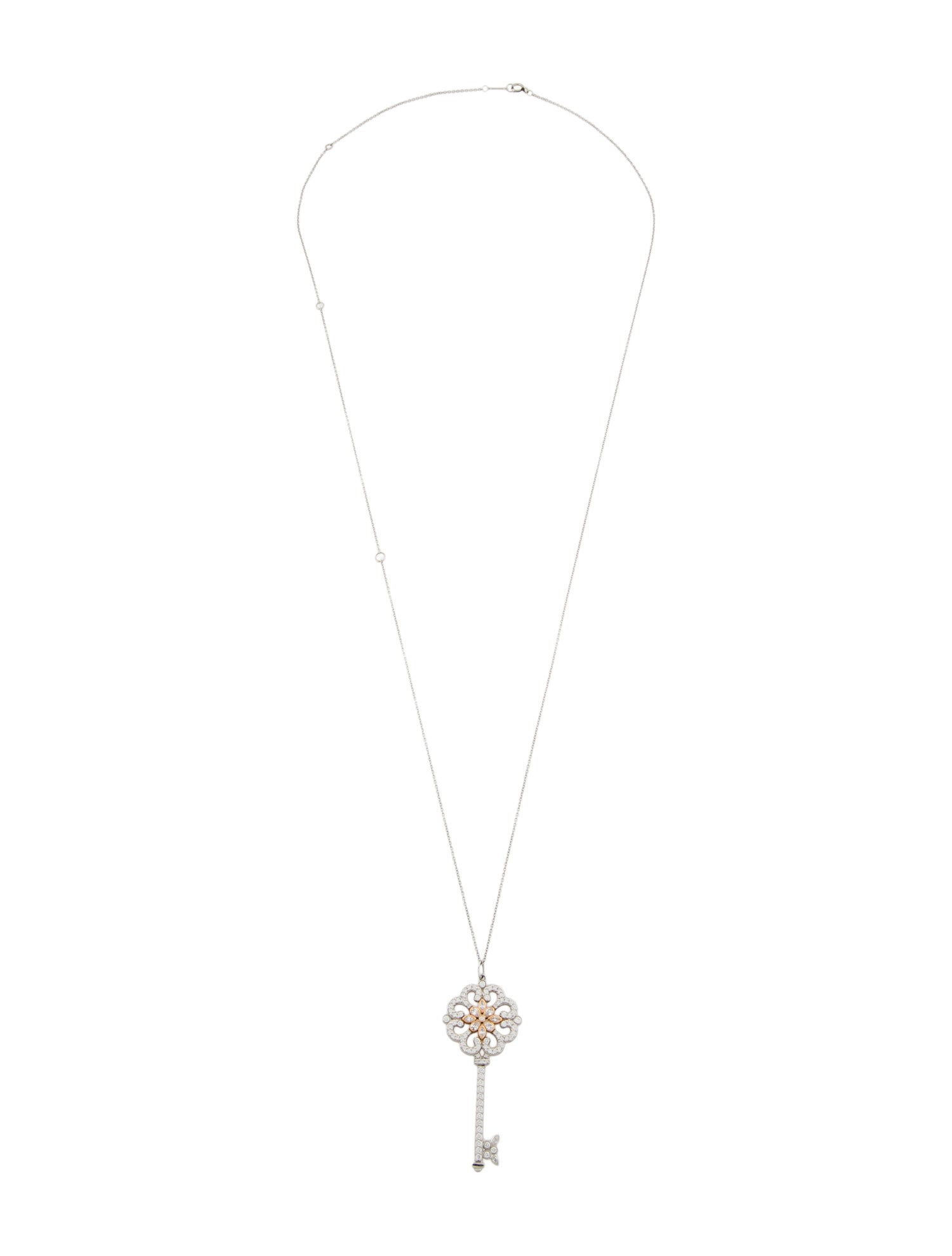 Tiffany & Co. Platinum Diamond Enchant Primrose Key Pendant