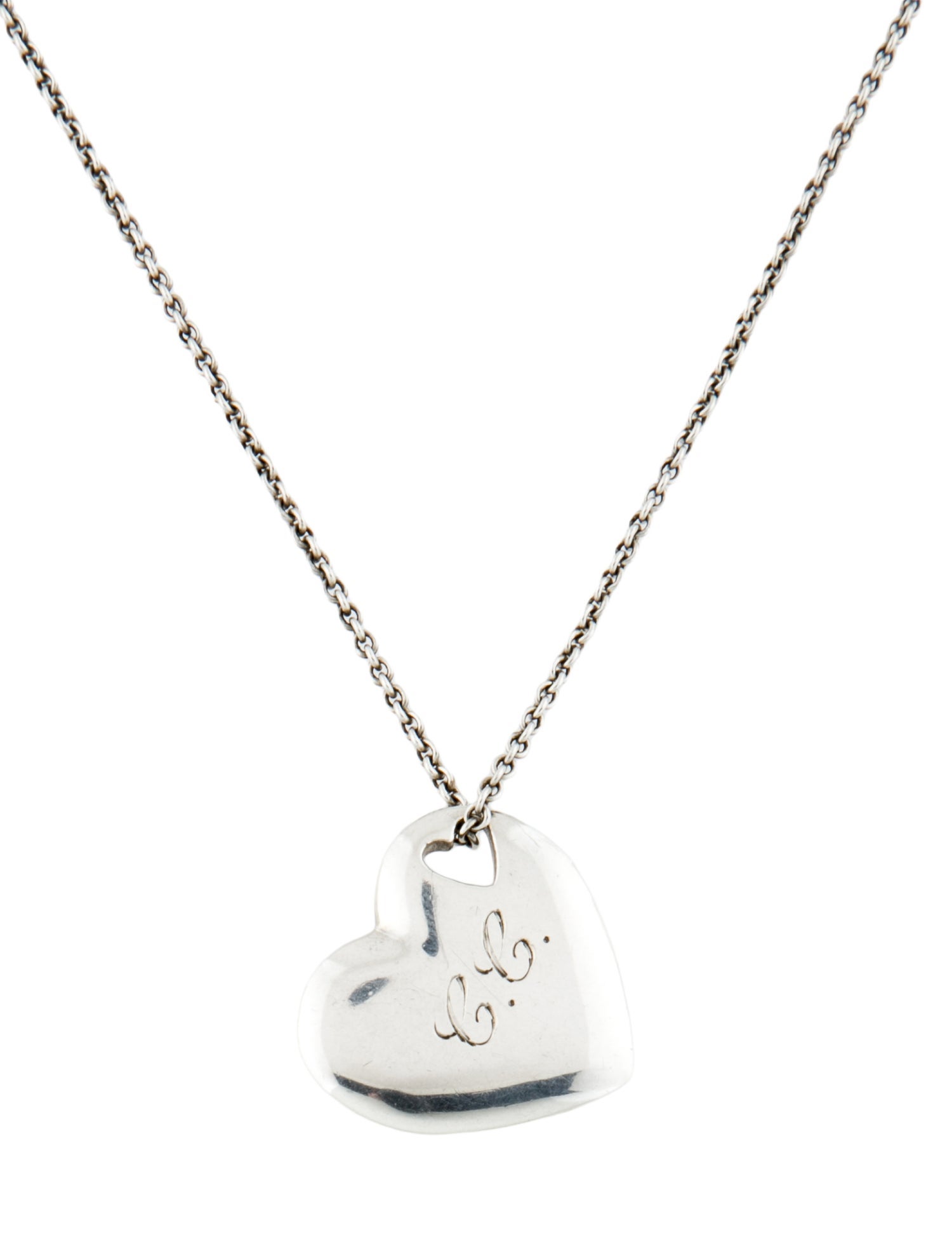 Tiffany & Co. Heart Stencil Pendant Necklace