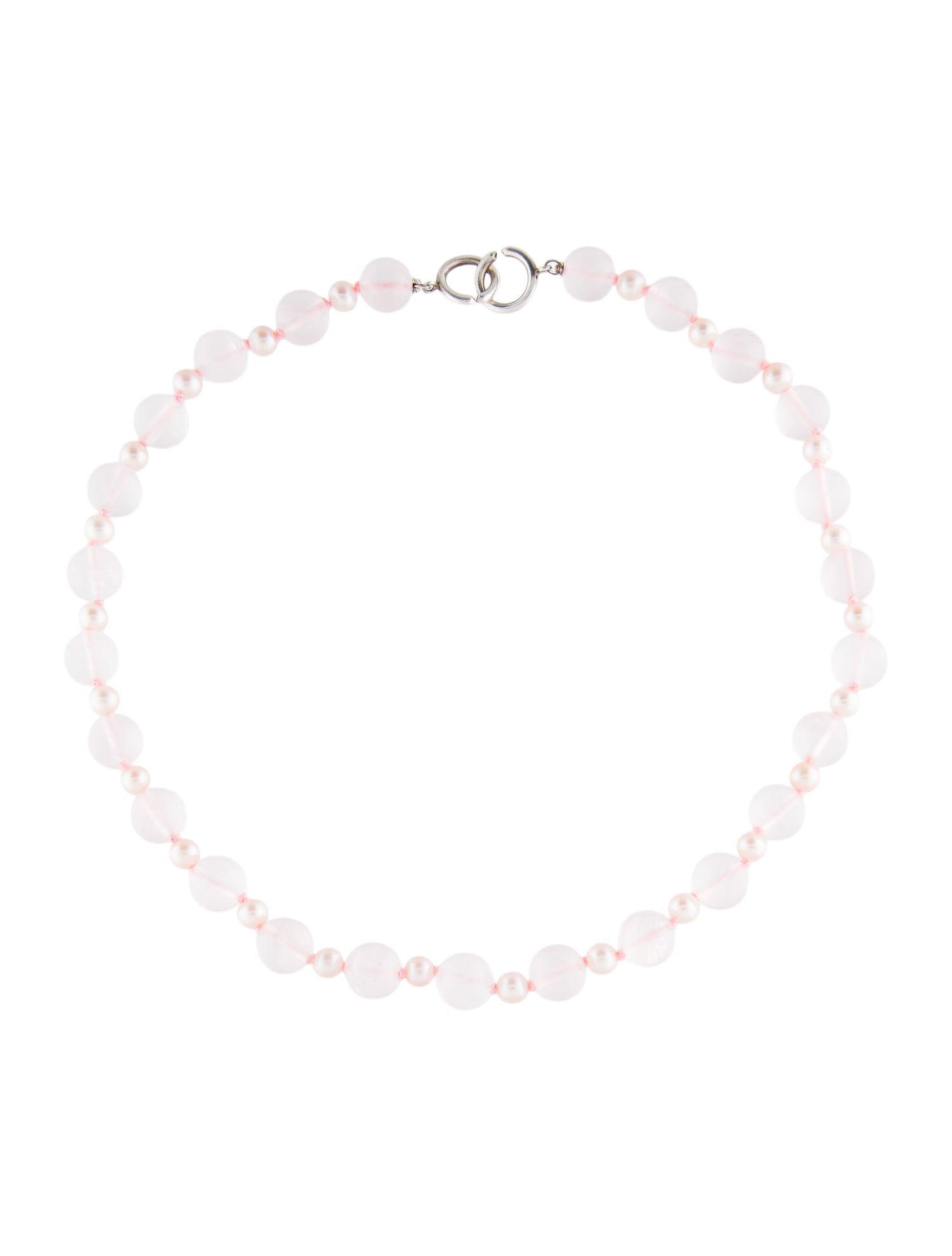 Tiffany & Co. Pearl & Rose Quartz Bead Strand Necklace