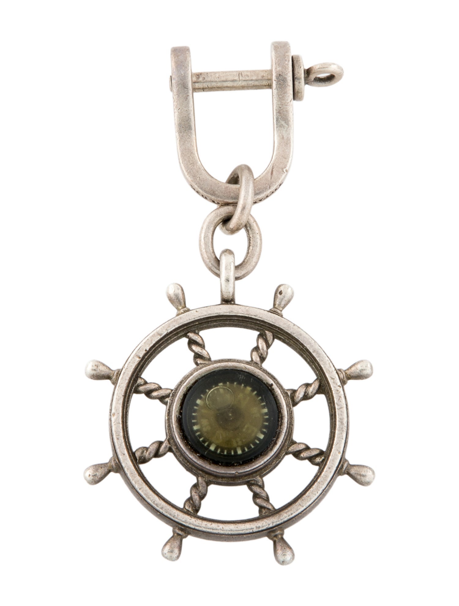 Tiffany & Co. metal boat wheel compass keychain charm