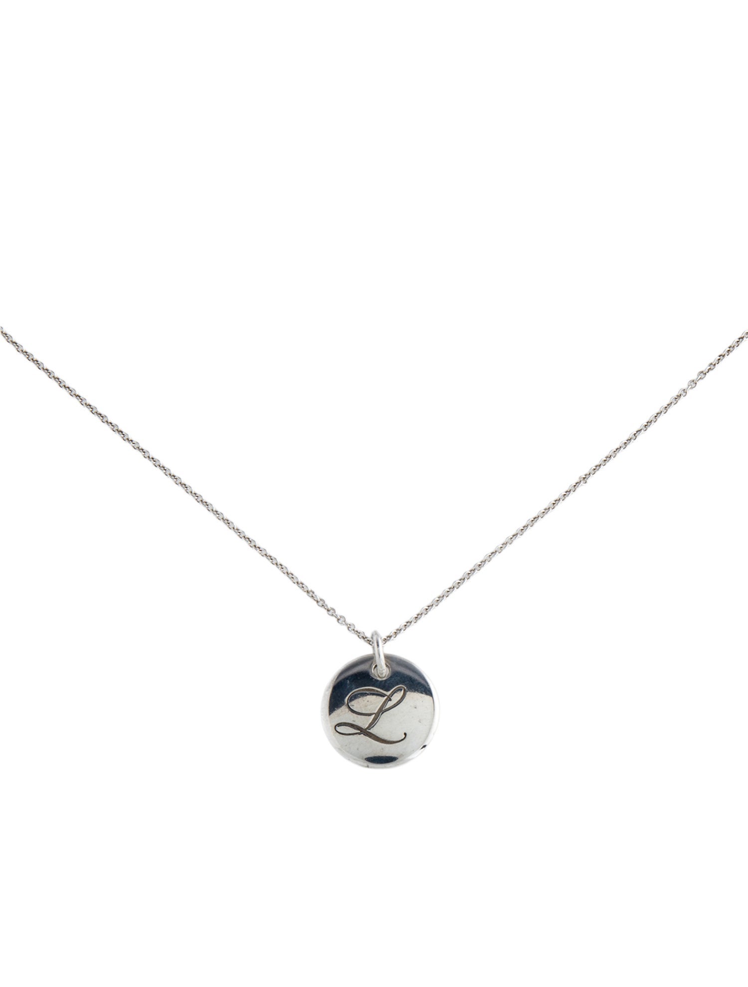 Tiffany & Co. Letter "L" Round Pendant Necklace