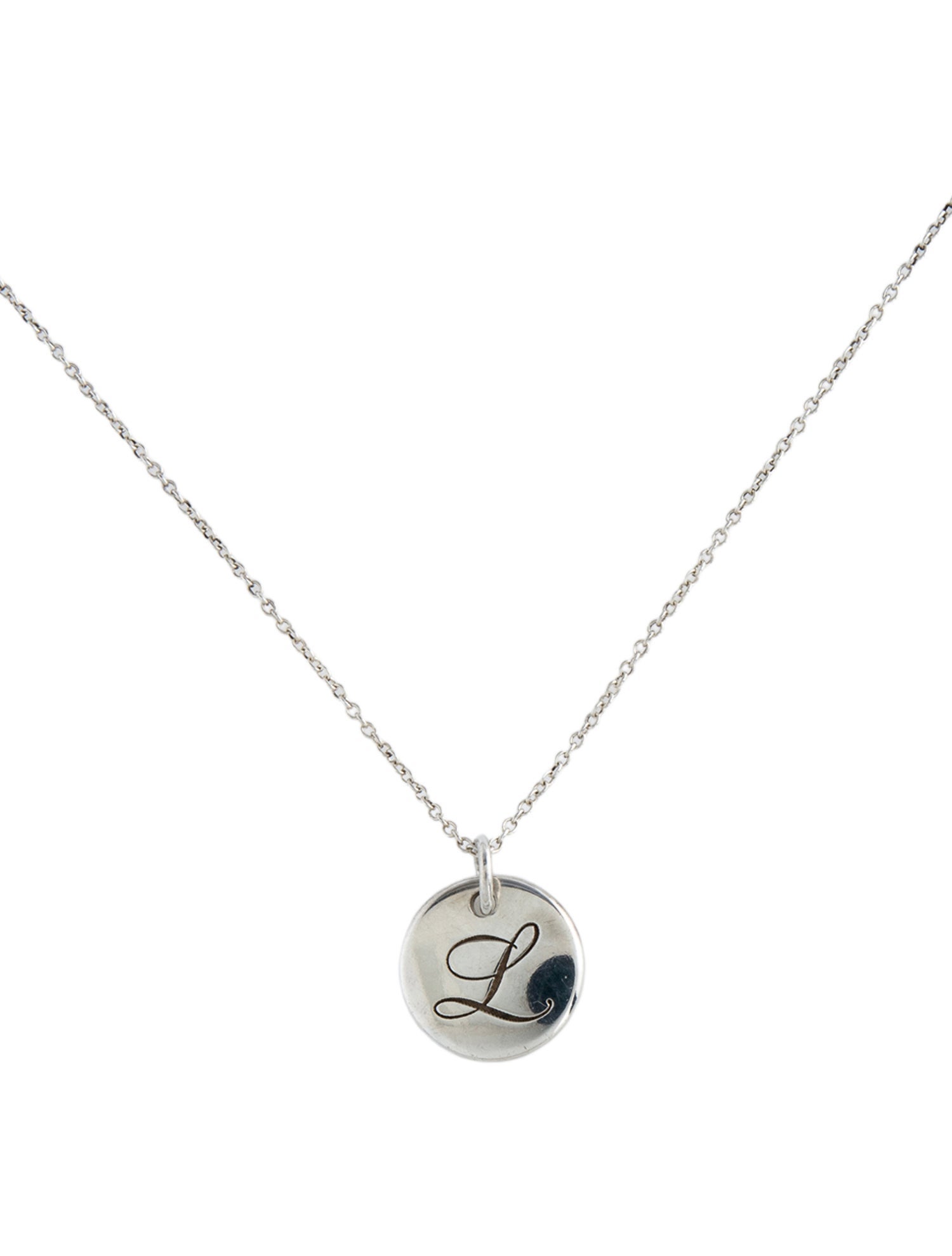 Tiffany & Co. Letter "L" Round Pendant Necklace