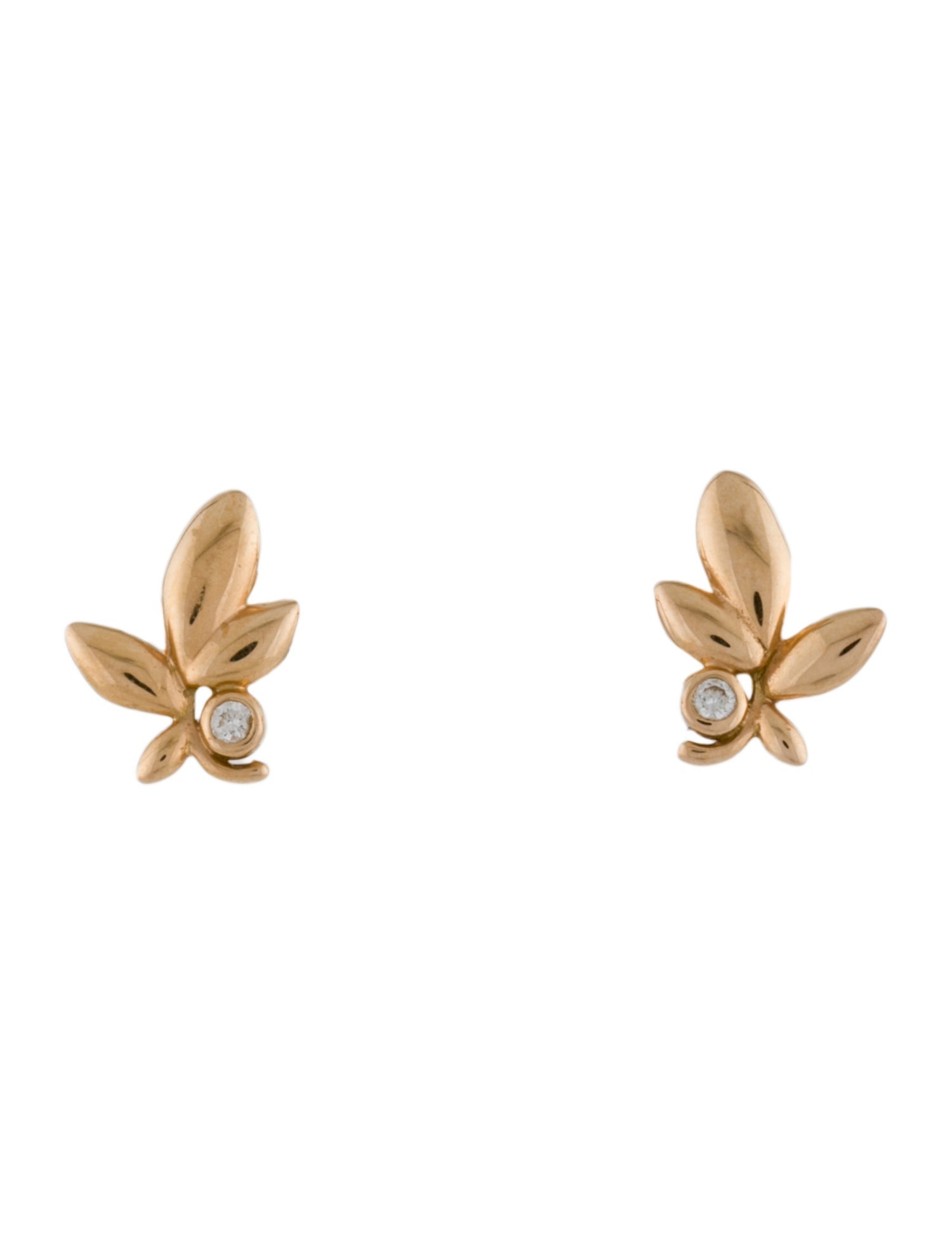 Tiffany & Co. 18K Diamond Olive Leaf Stud Earrings