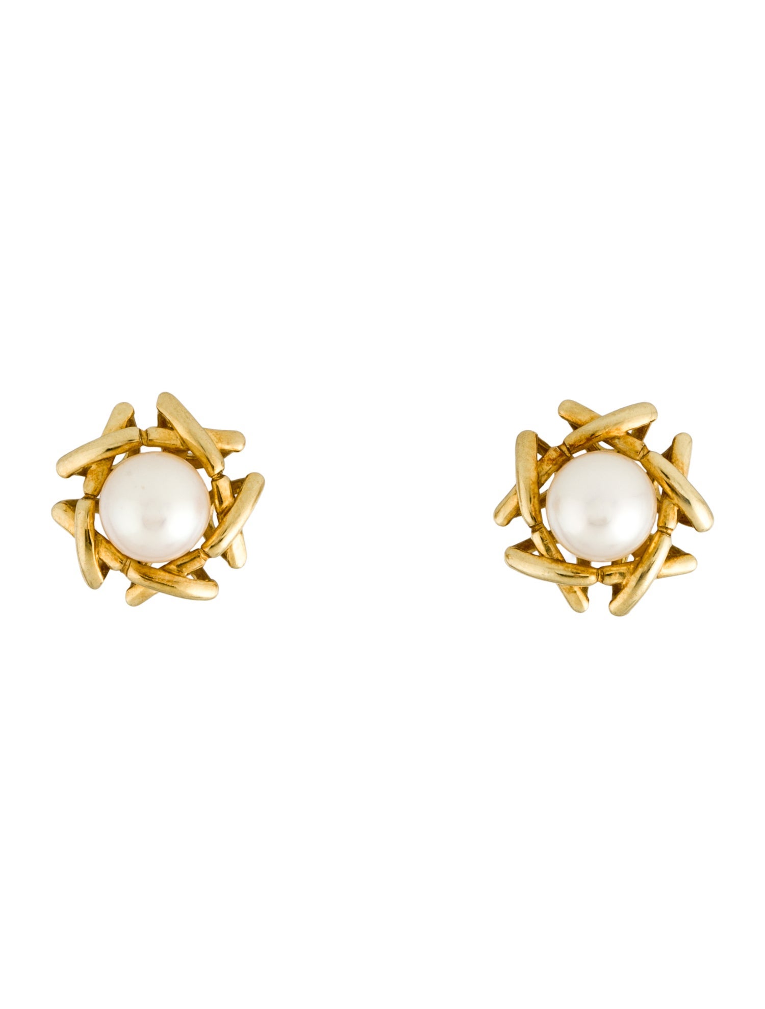 Tiffany & Co. Vintage 18K Pearl X Stud Earrings