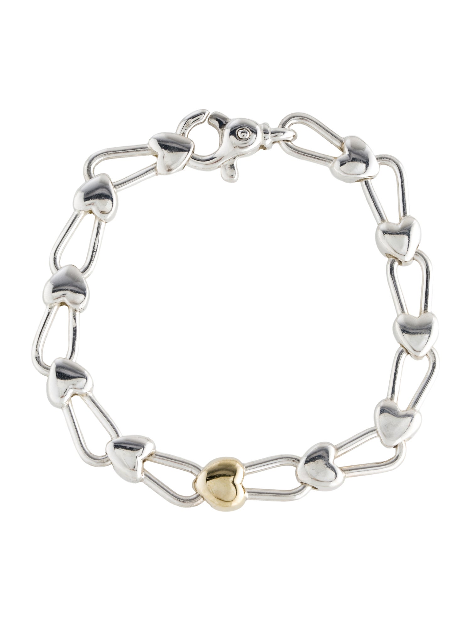 Tiffany & Co. Vintage Two-Tone Heart Link Bracelet