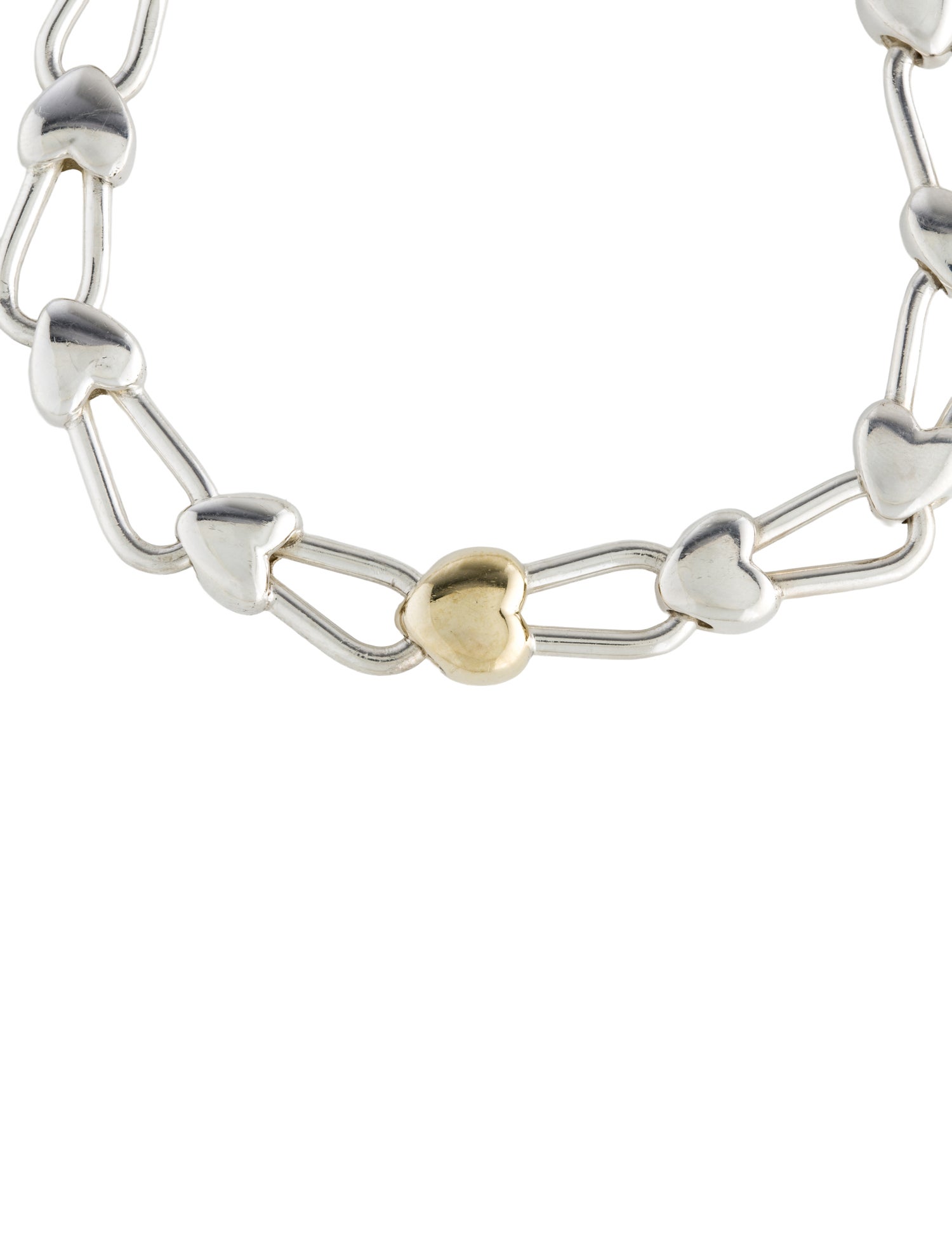 Tiffany & Co. Vintage Two-Tone Heart Link Bracelet