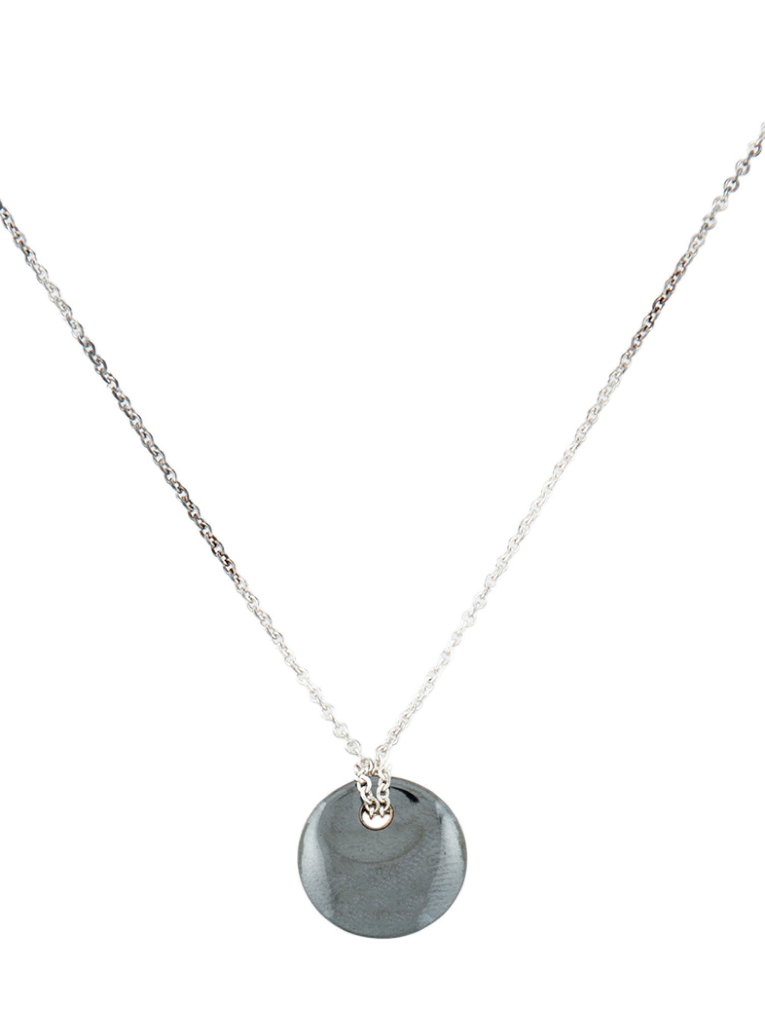 Tiffany & Co. Round Hematine Disc Pendant Necklace