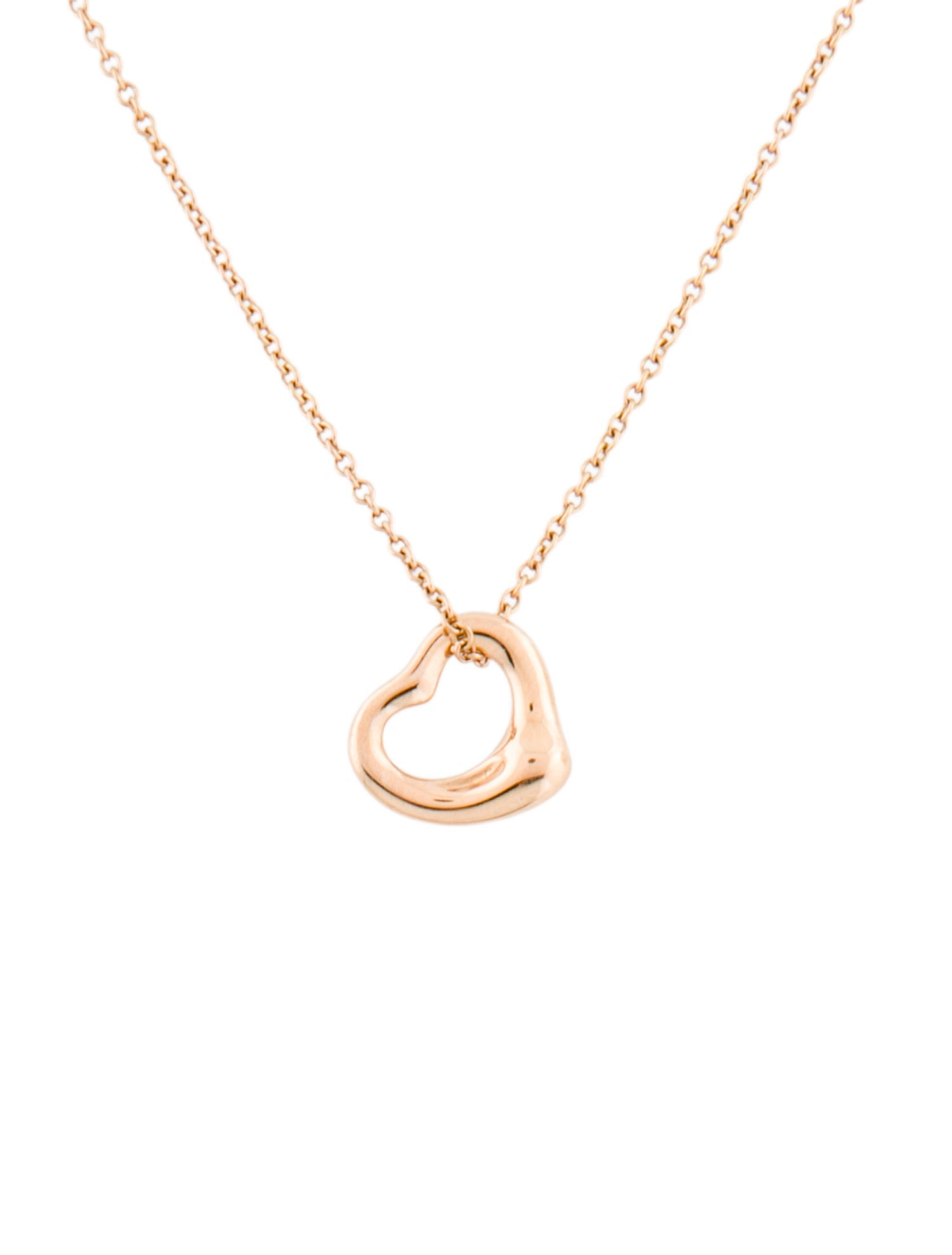 Tiffany & Co. 18K Open Heart Pendant Necklace
