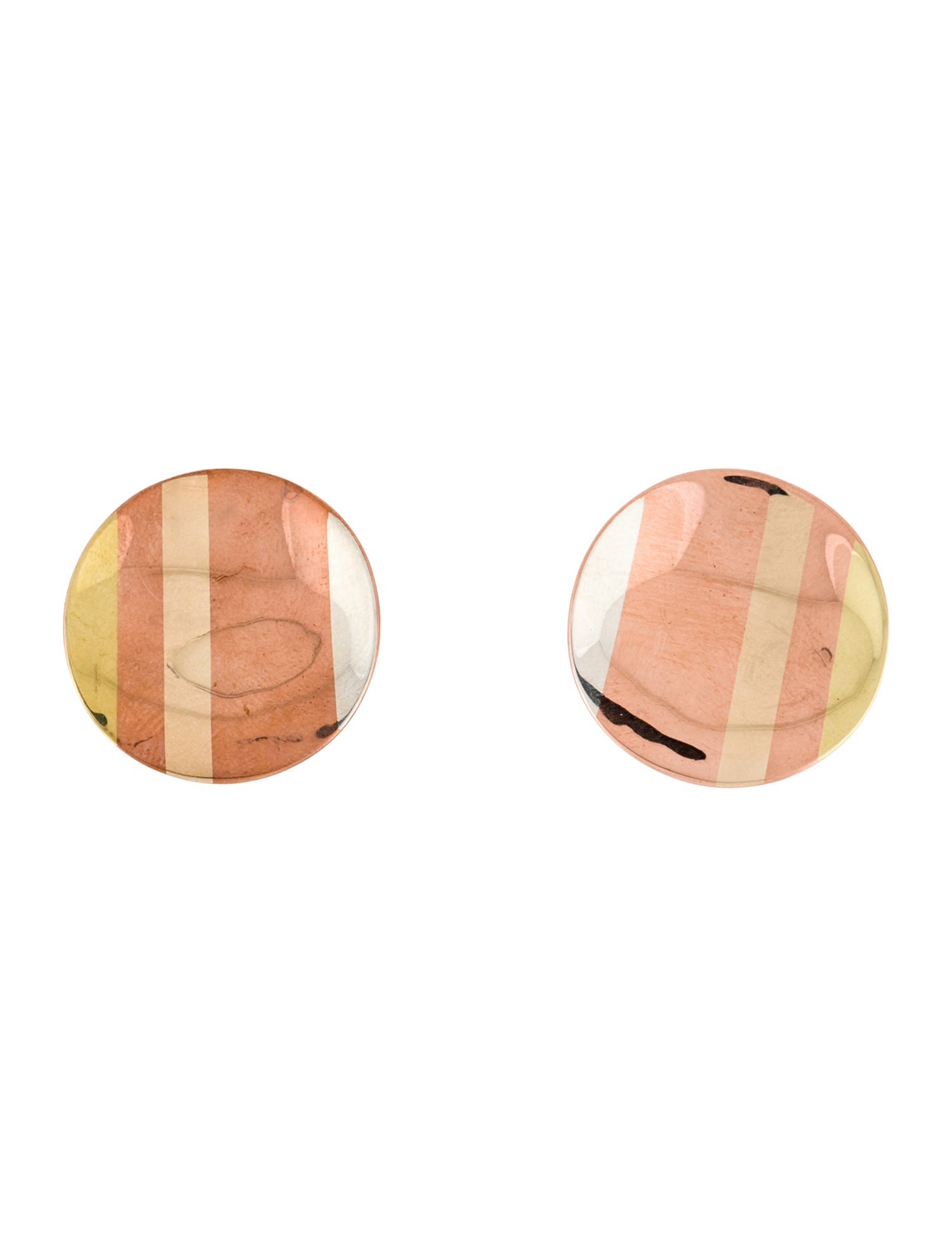 Tiffany & Co. Vintage Tri-Color Wavy Disc Clip-On Earrings