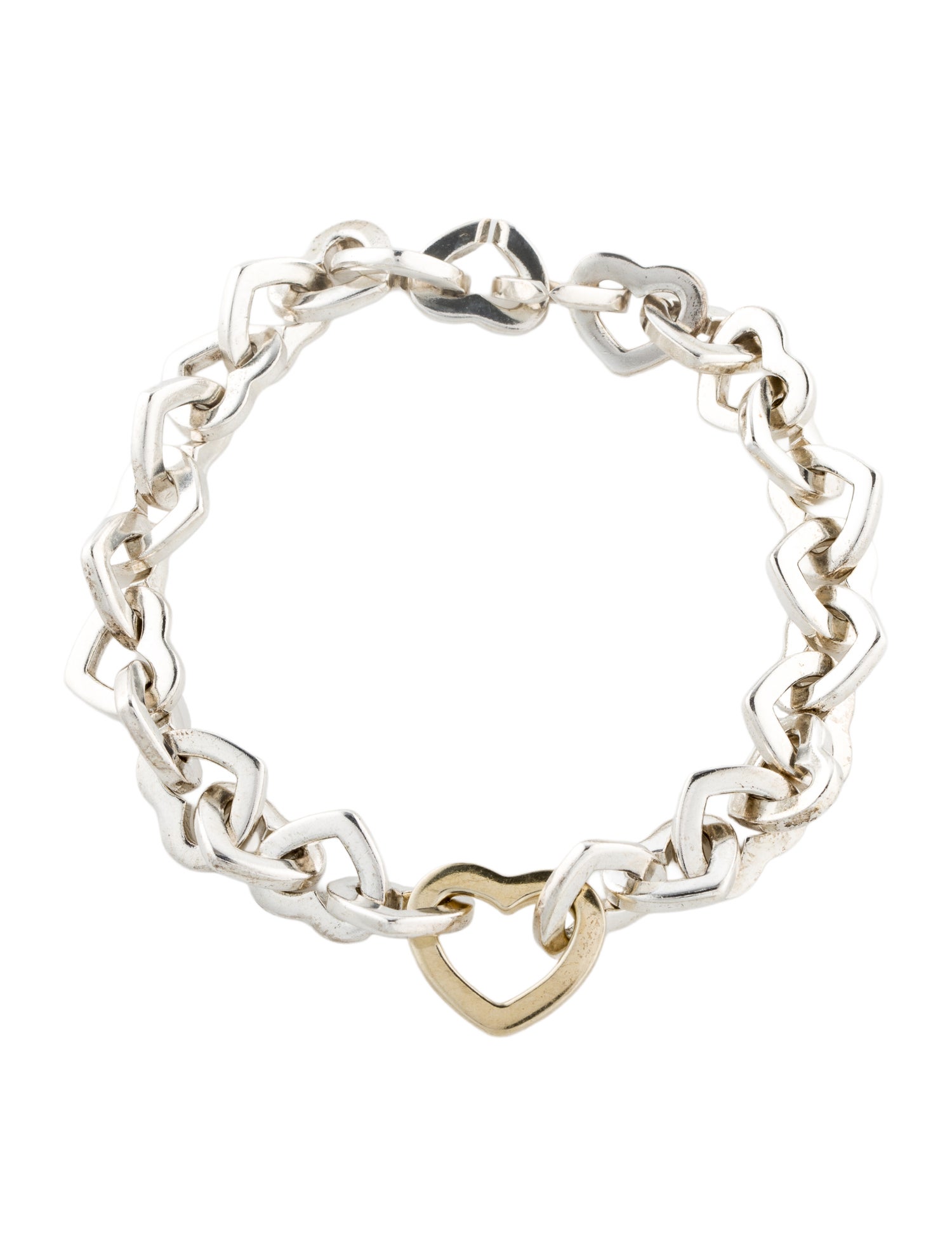Tiffany & Co. Vintage Two-Tone Heart Link Bracelet