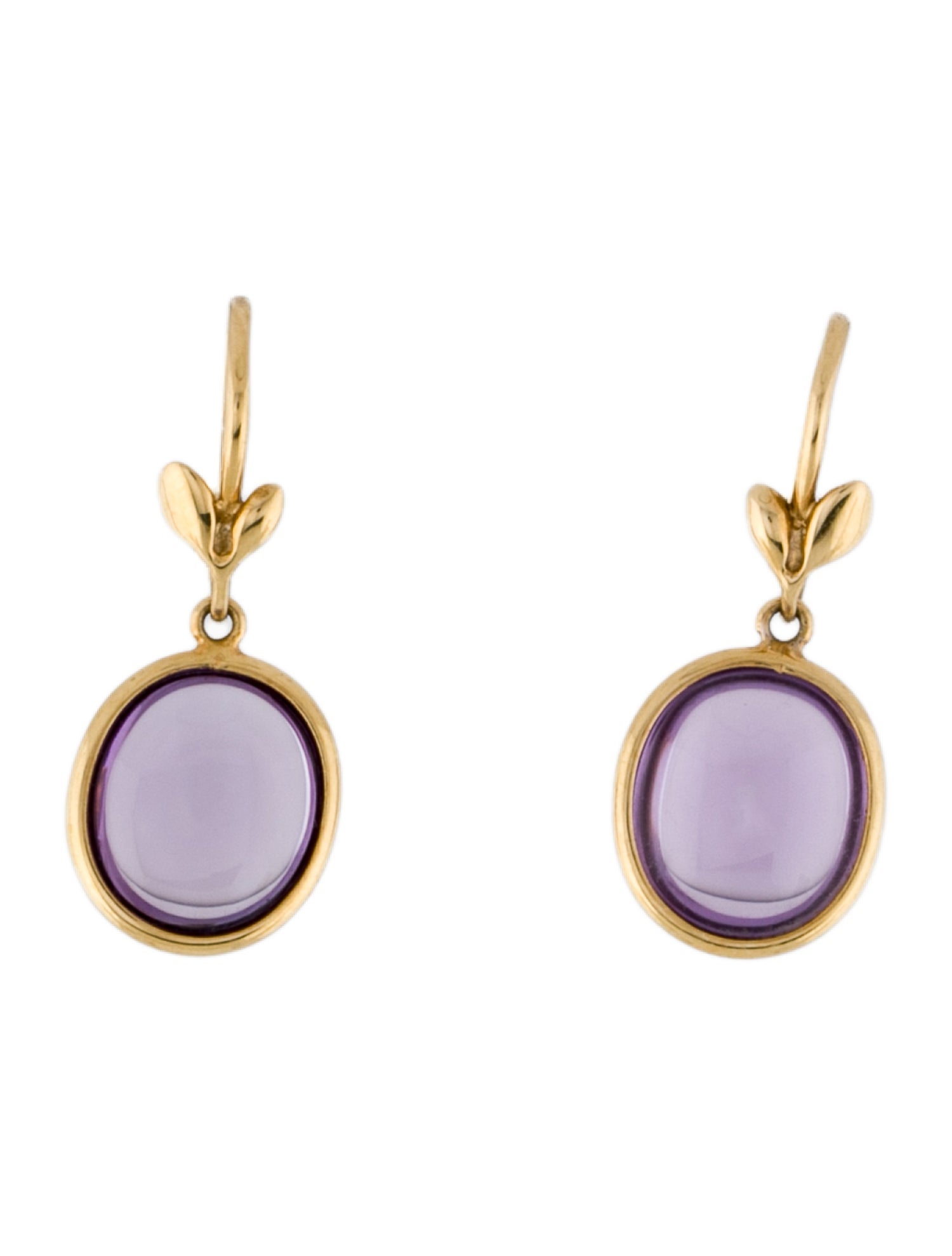 Tiffany & Co. 18K Amethyst Olive Leaf Drop Earrings