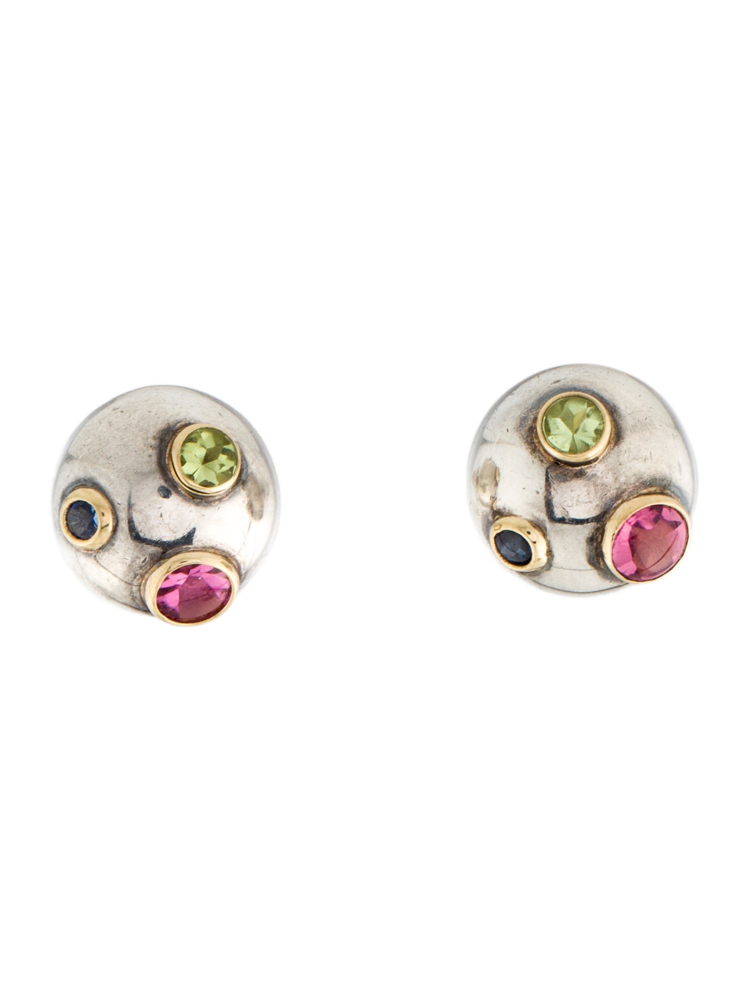 Tiffany & Co. Vintage Tourmaline, Peridot & Sapphire Etoile Stud Earrings