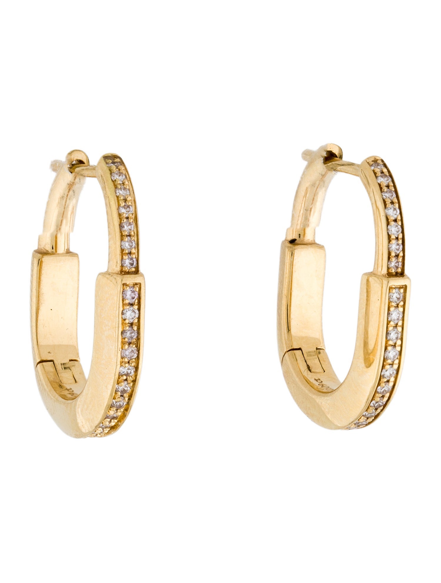 Tiffany & Co. 18K Diamond Lock Hoop Earrings