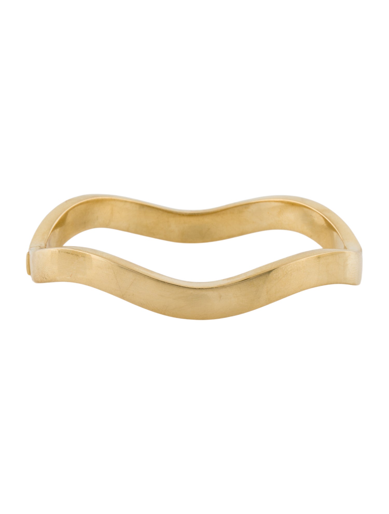 Tiffany & Co. Vintage 18K Hinged Zig Zag Wave Bangle Bracelet