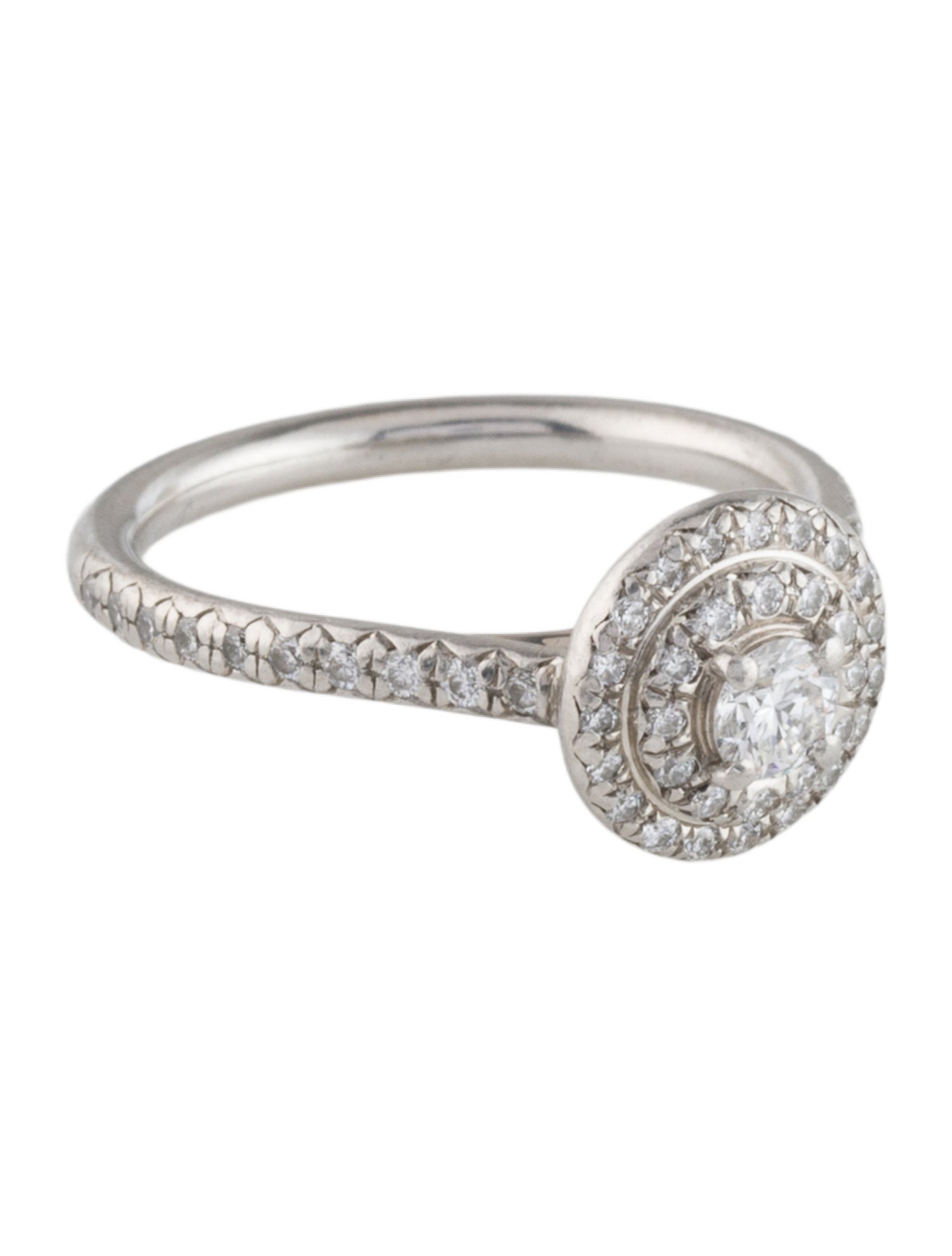 Tiffany & Co. Platinum Diamond Double Halo Soleste Engagement Ring