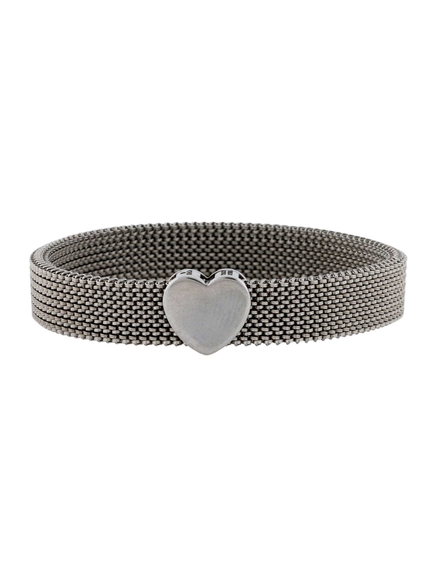 Tiffany & Co. Steel Somerset Mesh Heart Bangle Bracelet