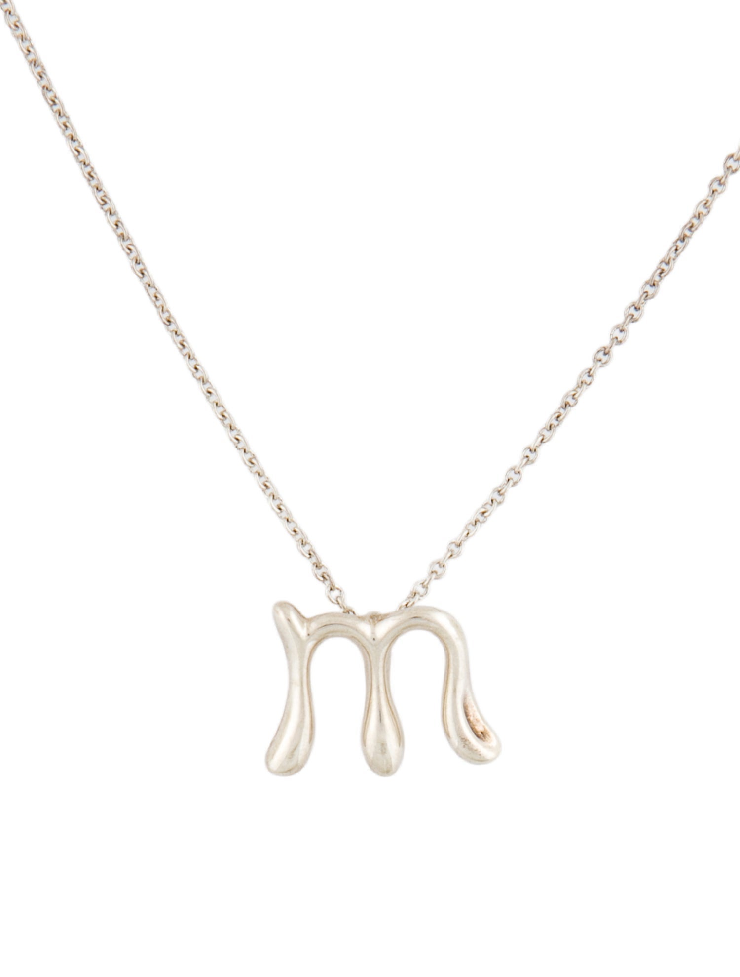Tiffany & Co. Small Alphabet 'M' Pendant Necklace