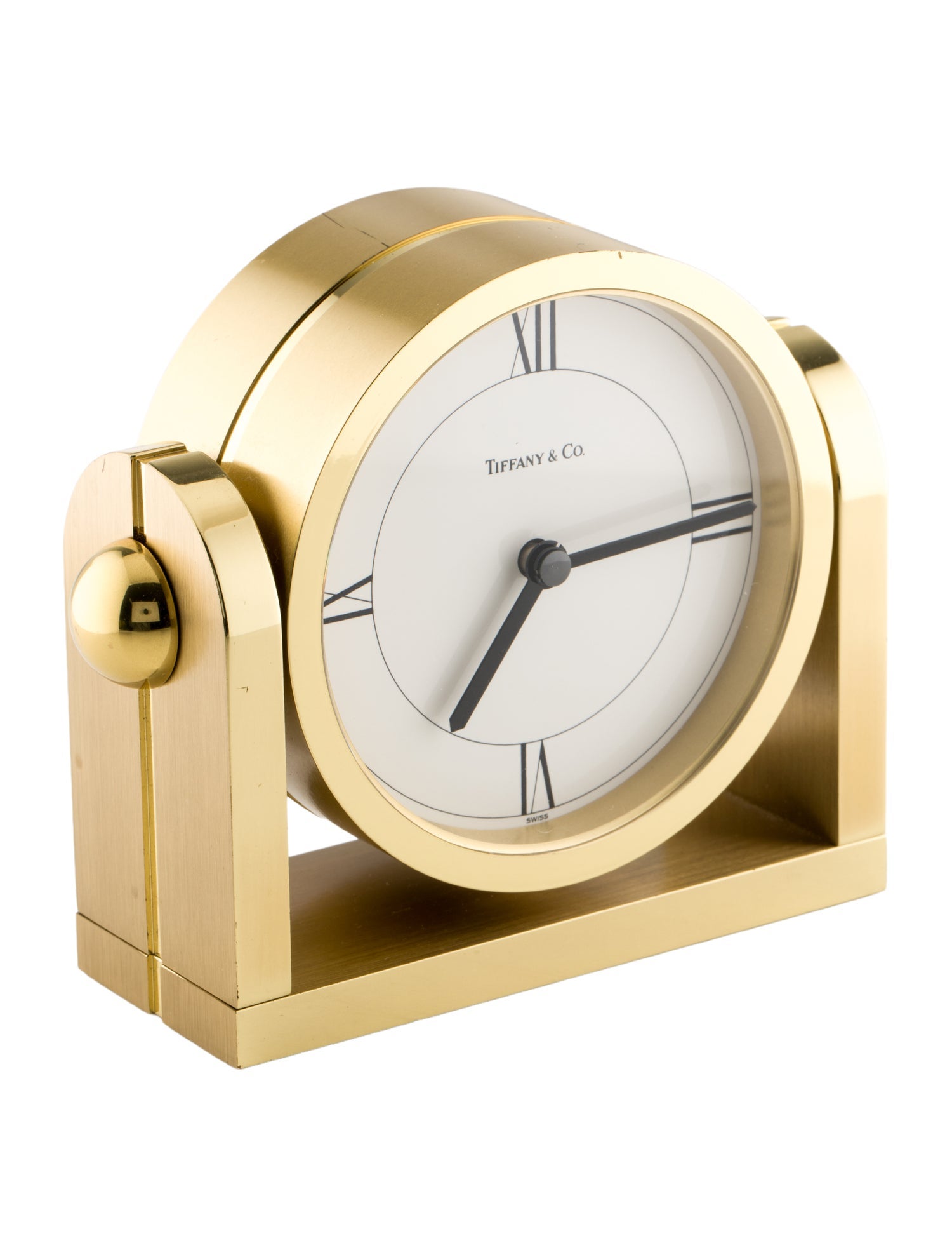 Tiffany & Co. Brass Swing Desk Clock