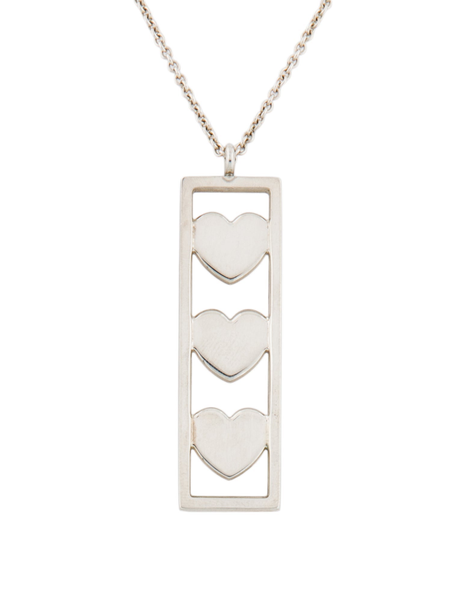 Tiffany & Co. Triple Heart Bar Pendant Necklace